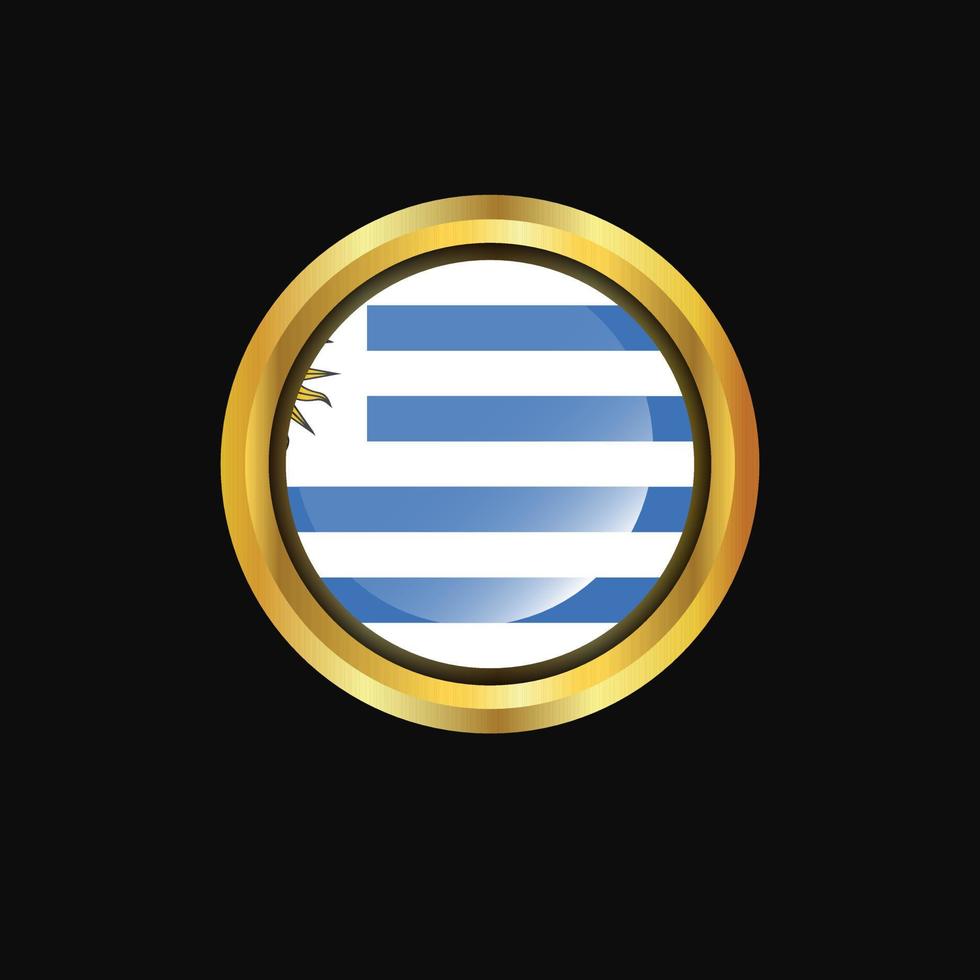 Uruguay flag Golden button vector