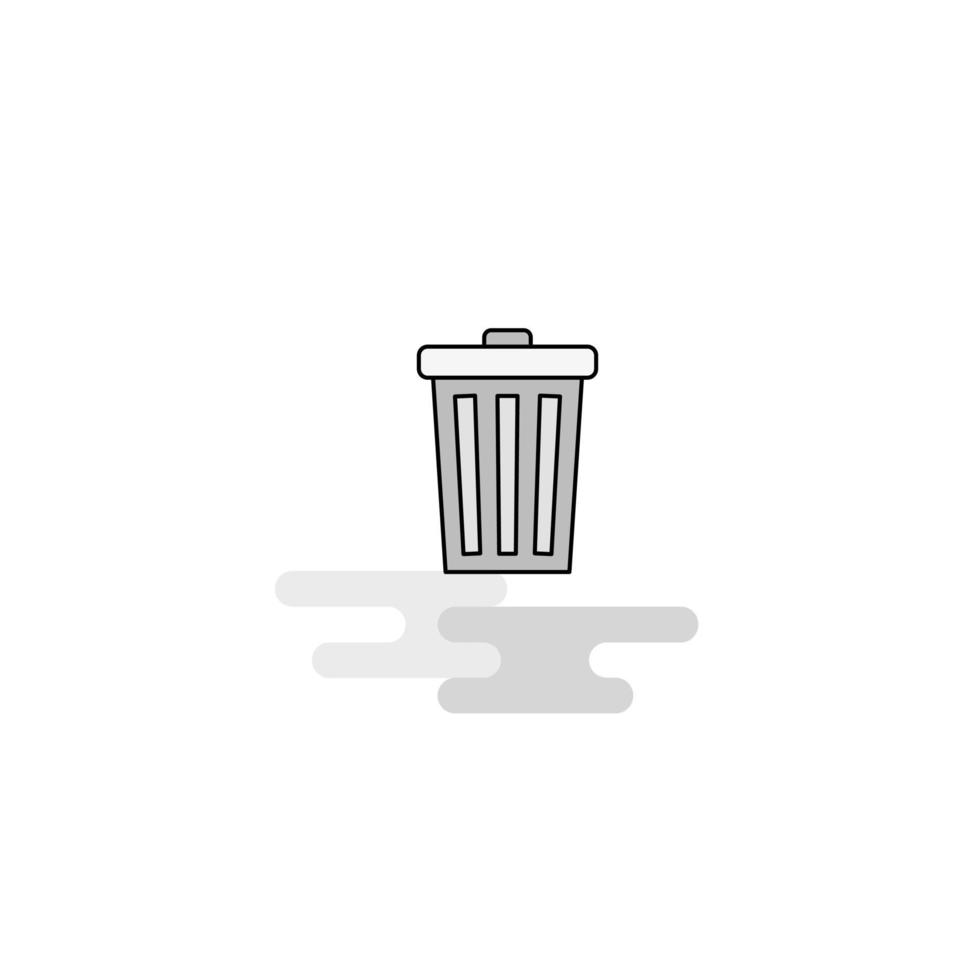 Dustbin Web Icon Flat Line Filled Gray Icon Vector
