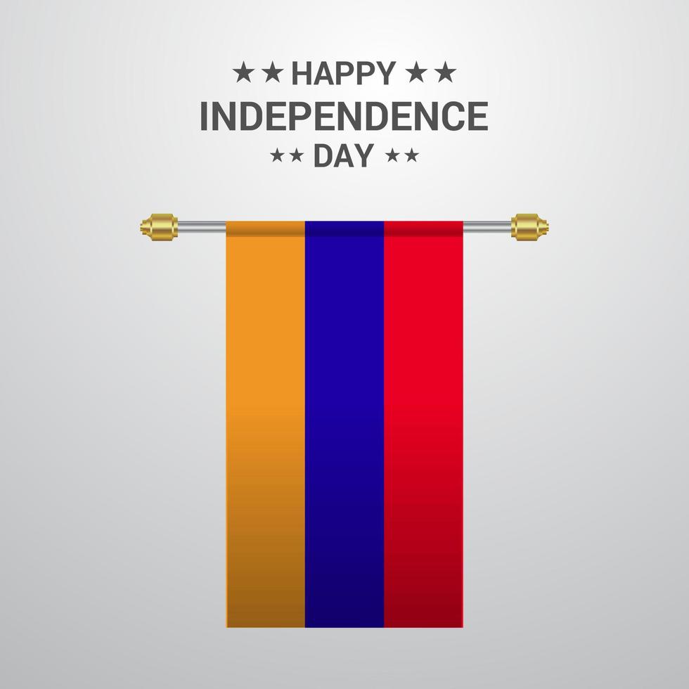 Armenia Independence day hanging flag background vector