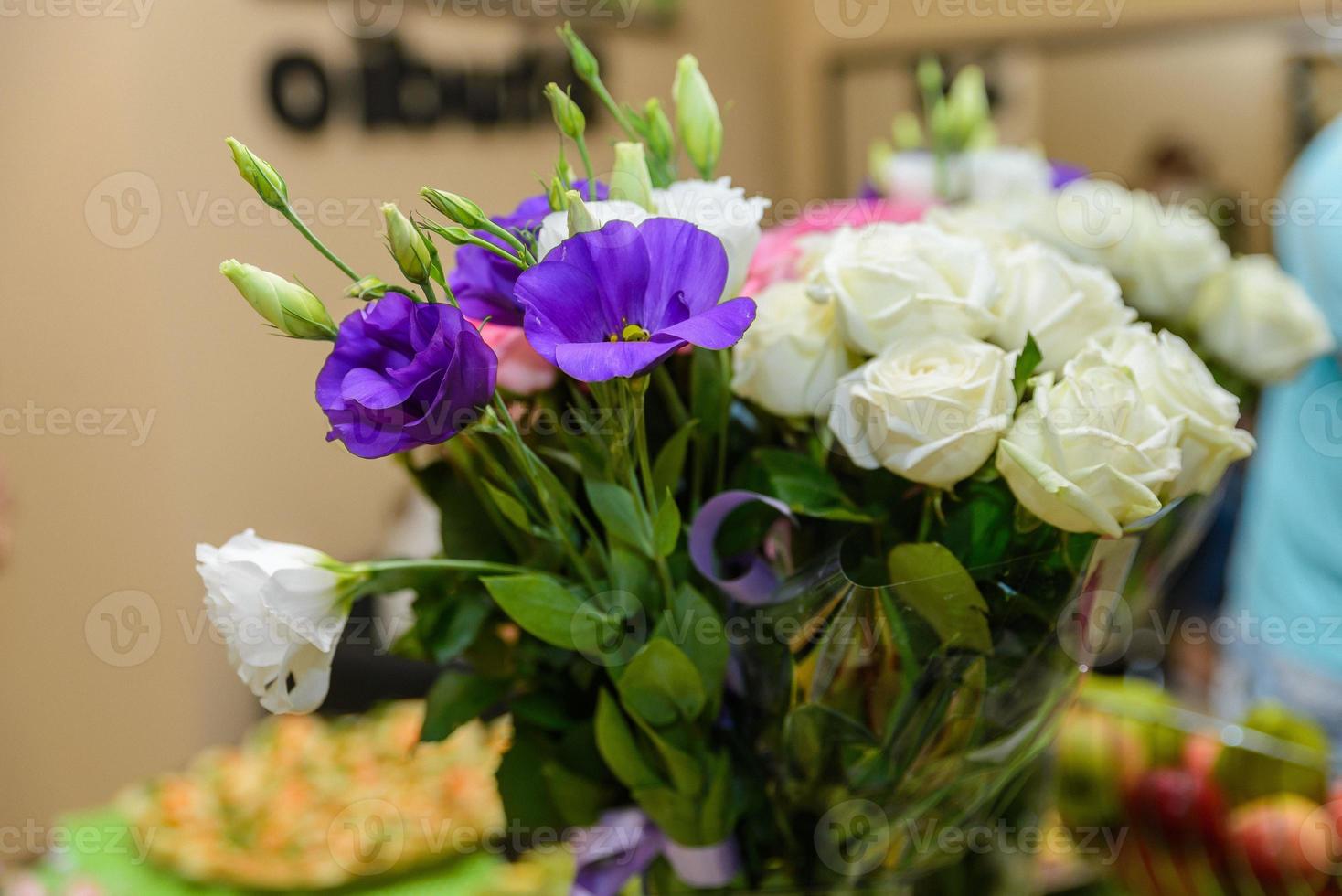 Wedding bouquet made of white roses photo