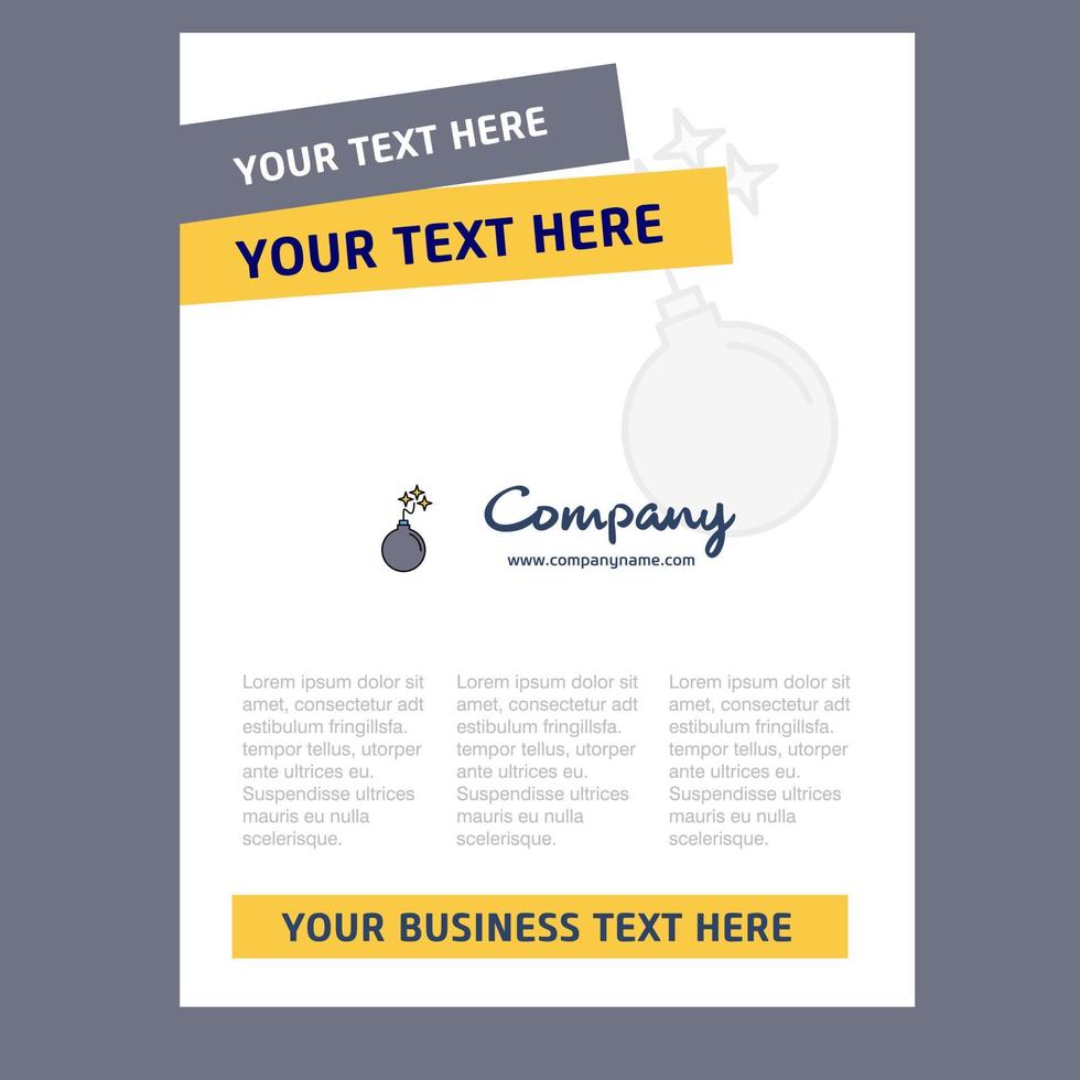 Bomb Title Page Design for Company profile annual report presentations leaflet Brochure Vector Background