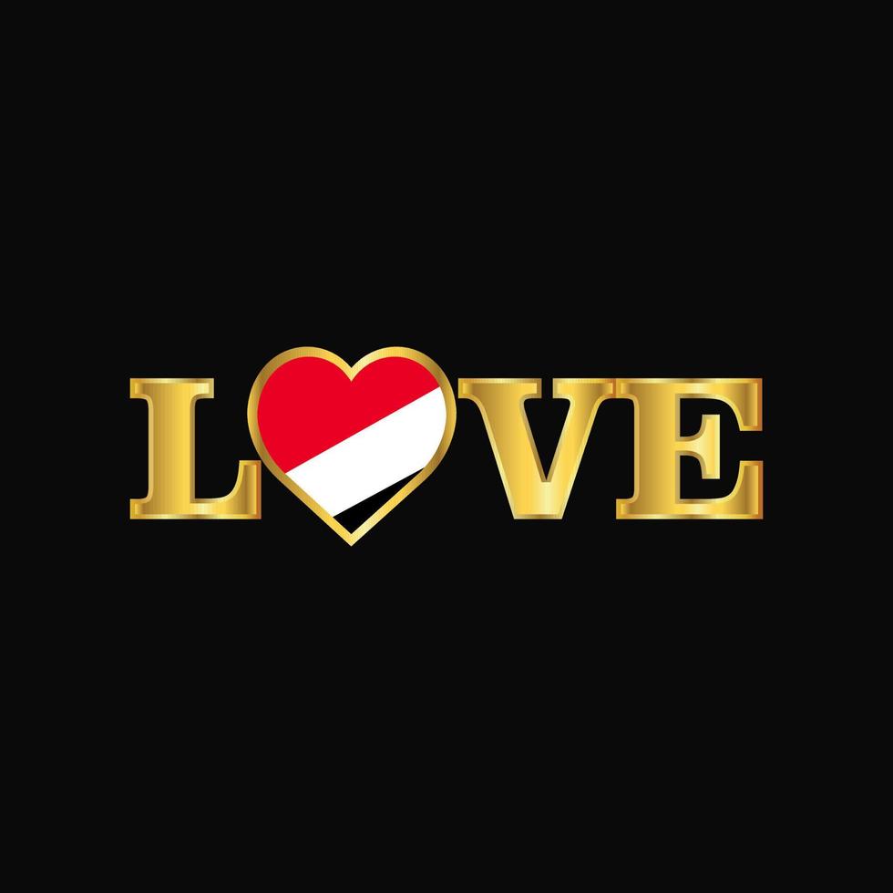 tipografía de amor dorado vector de diseño de bandera del principado de sealand