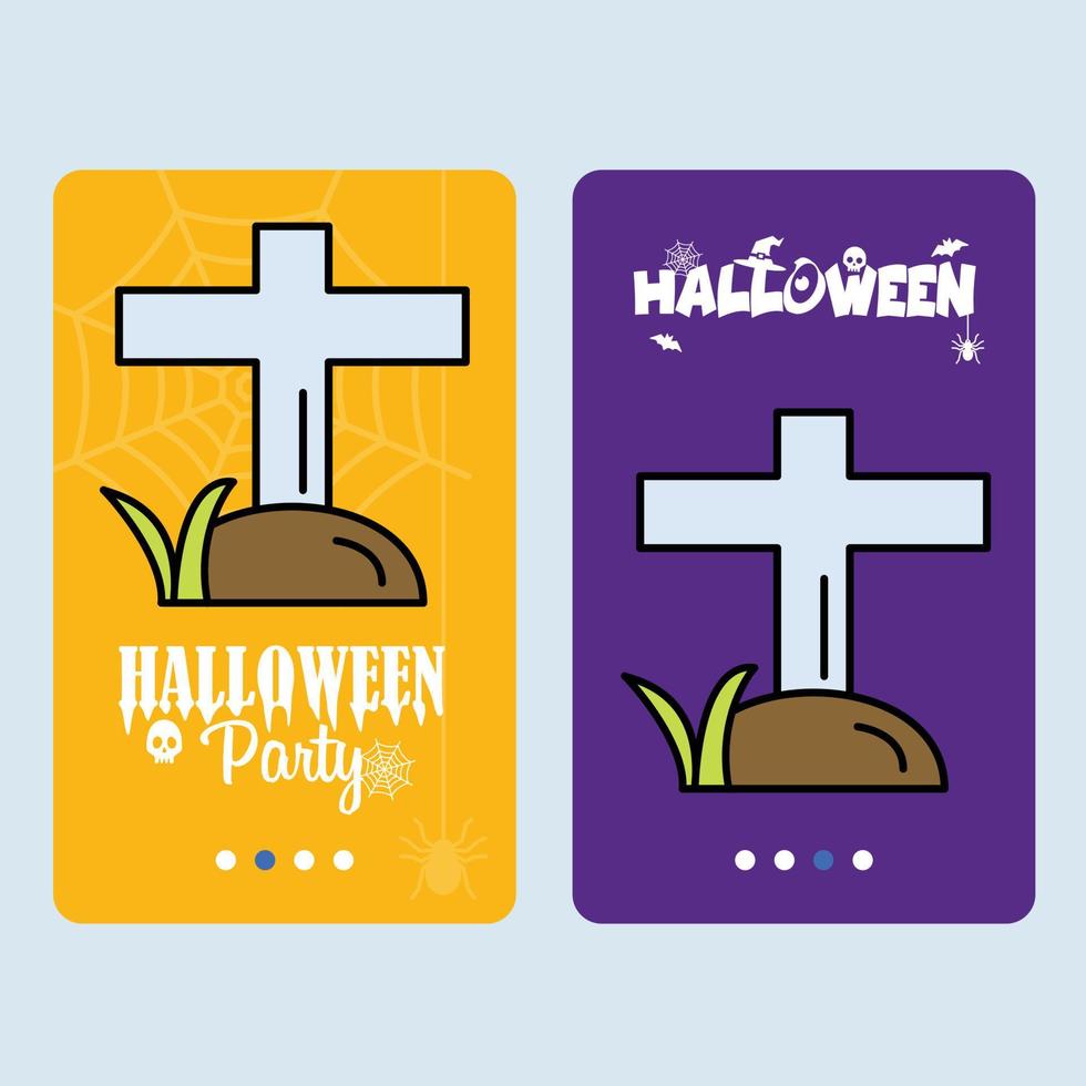 diseño de invitación de halloween feliz con vector de tumba