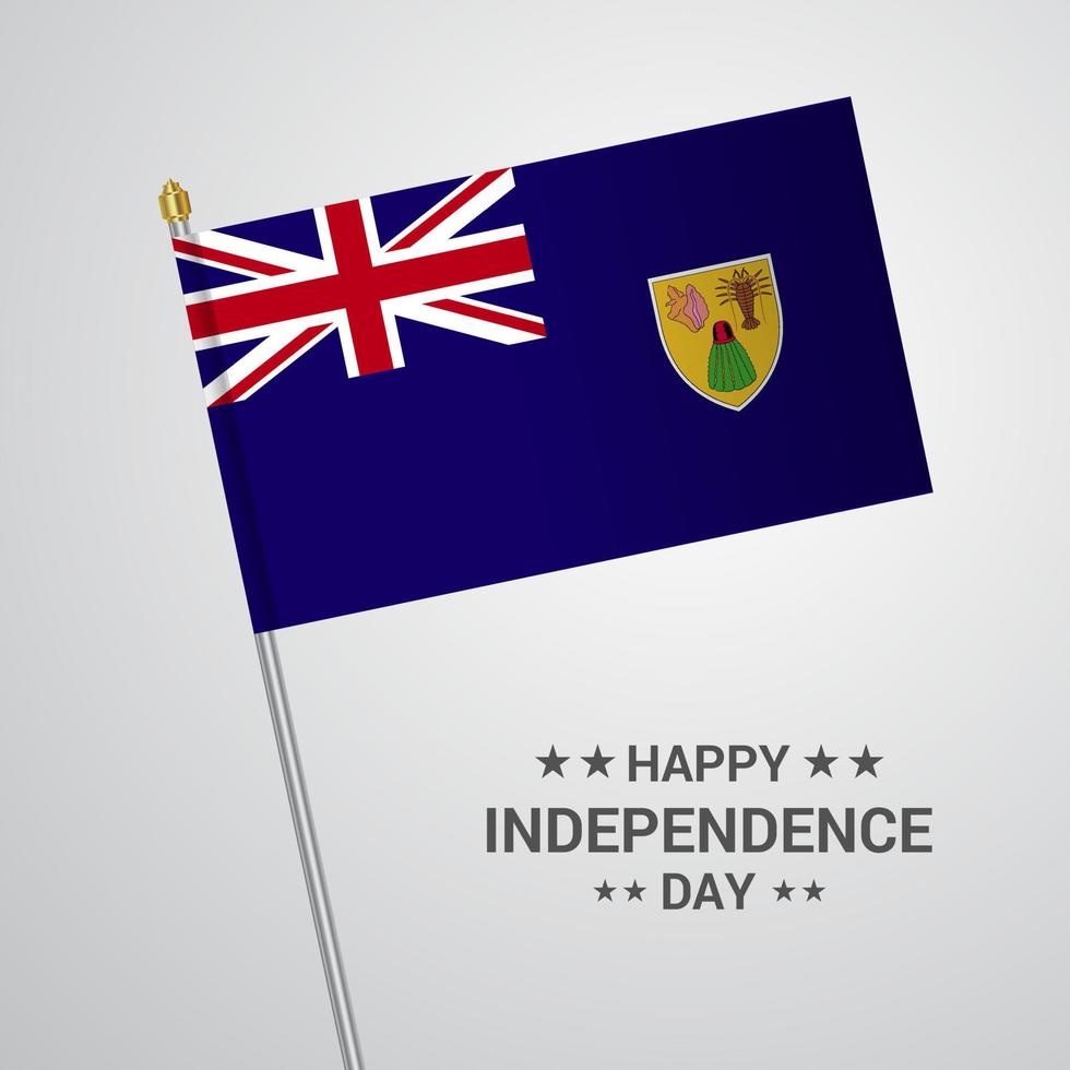 diseño tipográfico del día de la independencia de las islas turcas y caicos con vector de bandera