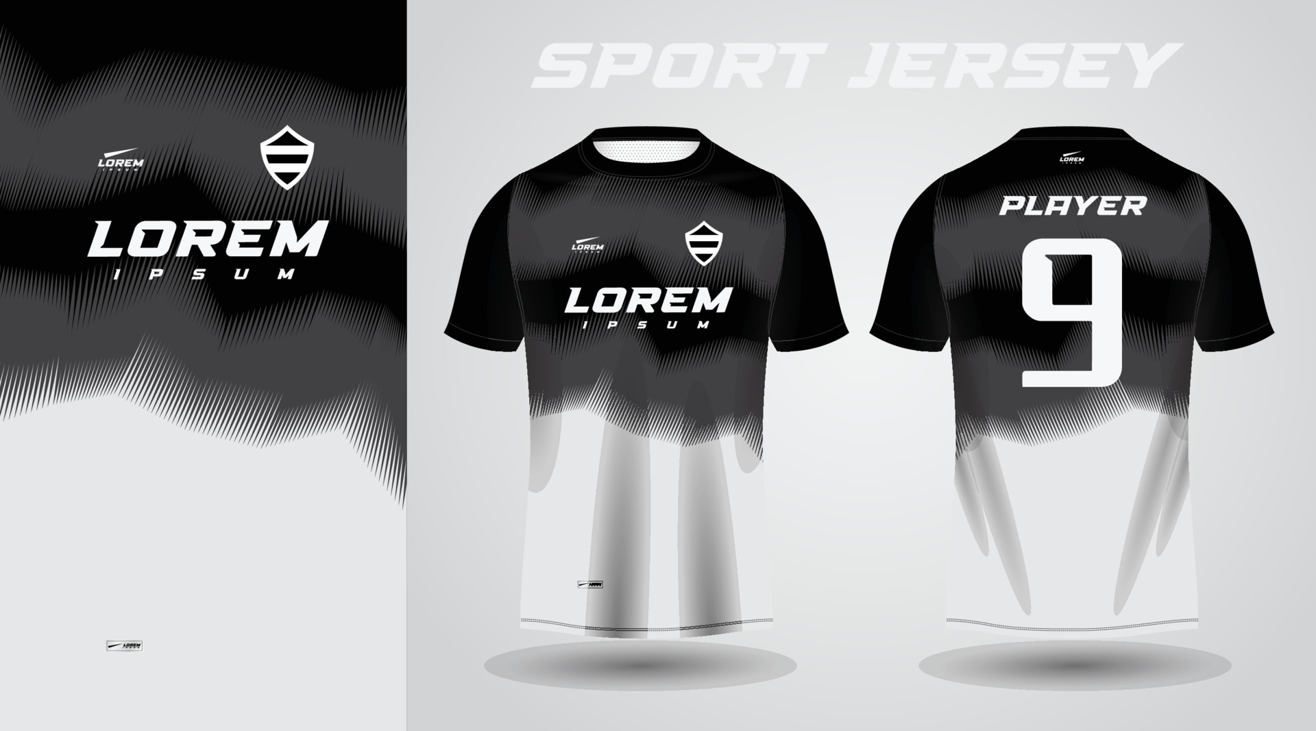 Cool black and white sports jersey template design 16179988 Vector