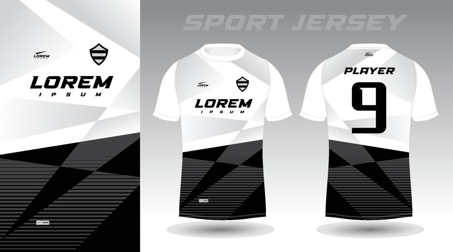 diseño de jersey deportivo de camisa blanca negra vector