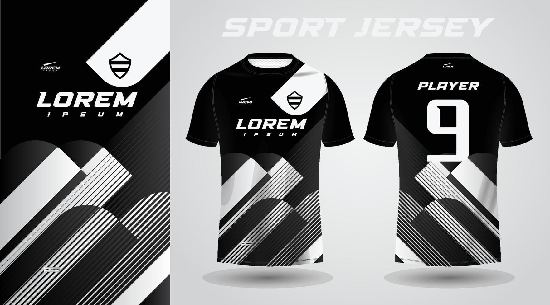 diseño de jersey deportivo de camisa blanca negra vector