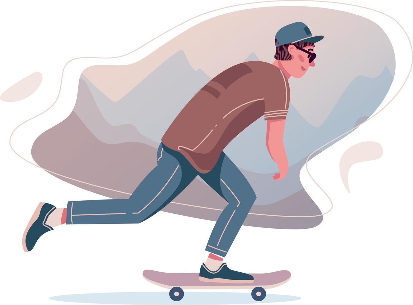 Skater man sportsmen riding skateboard vector
