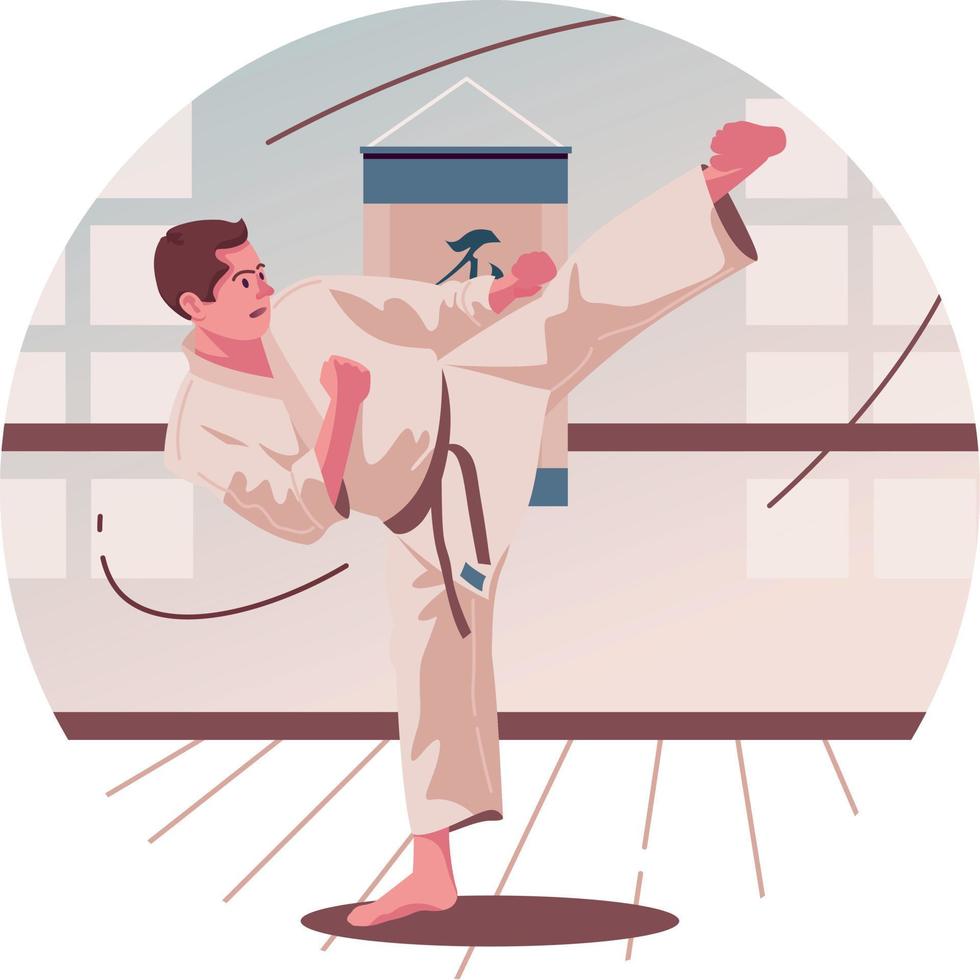 karate sportsman asian fighter. Vector illustration