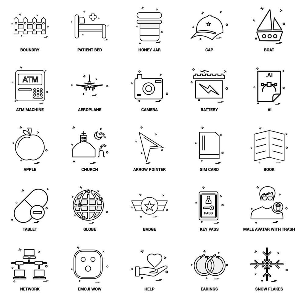 25 conjunto de iconos de línea de mezcla de concepto de negocio vector