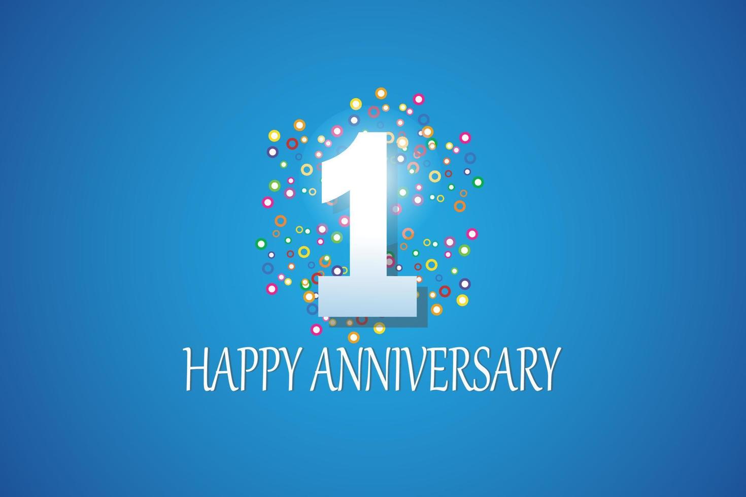 1er aniversario sobre fondo azul vector