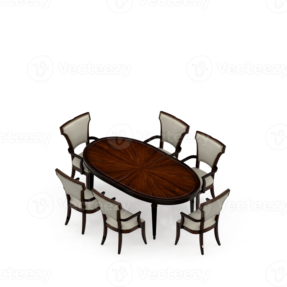 Isometric Table Set 3D render png