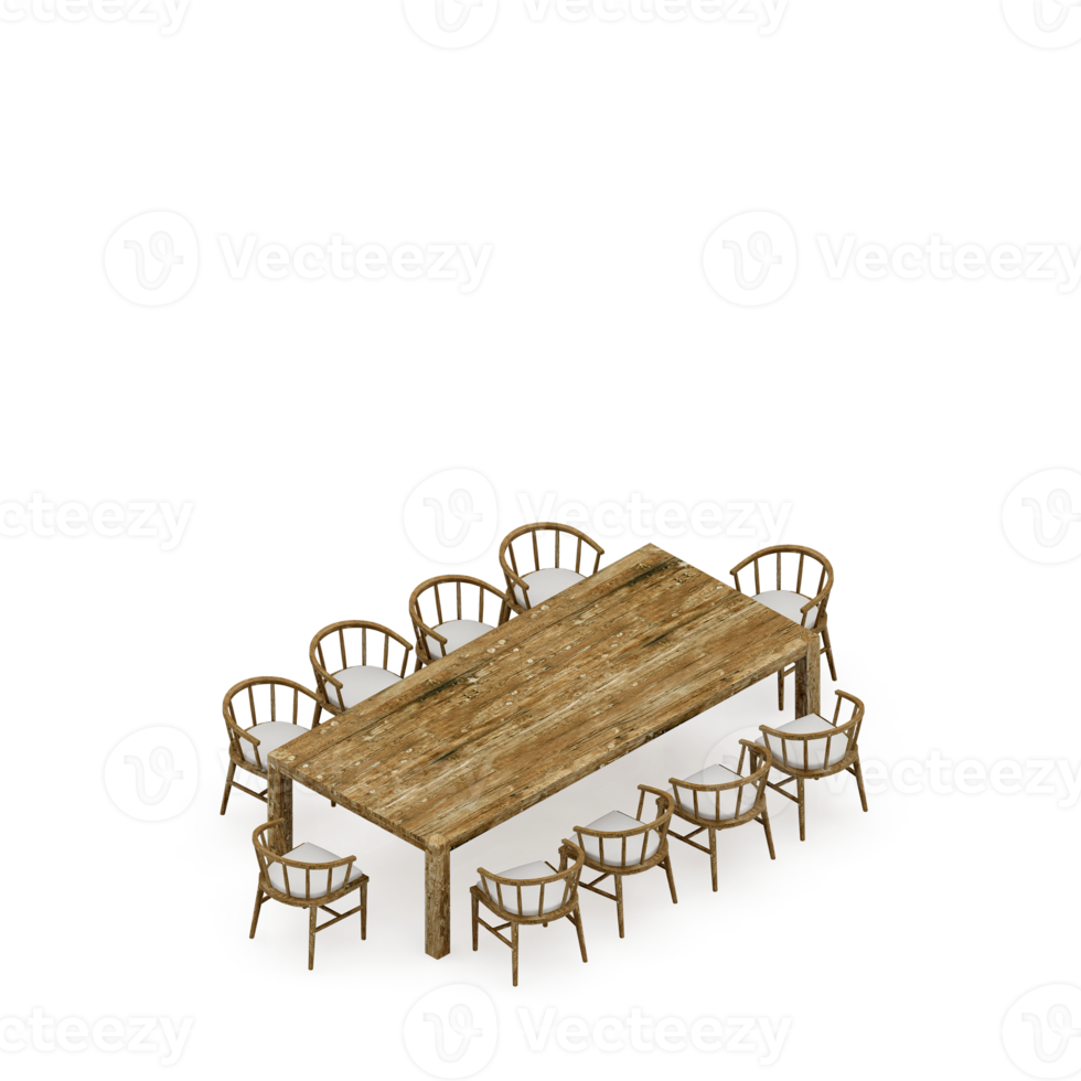 Isometric Table Set 3D render png