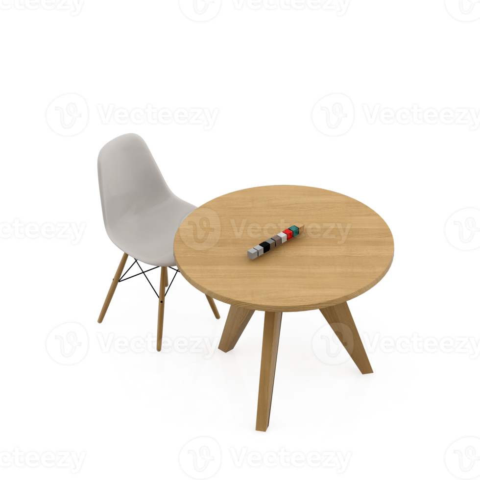 Isometric Table Set 3D render png