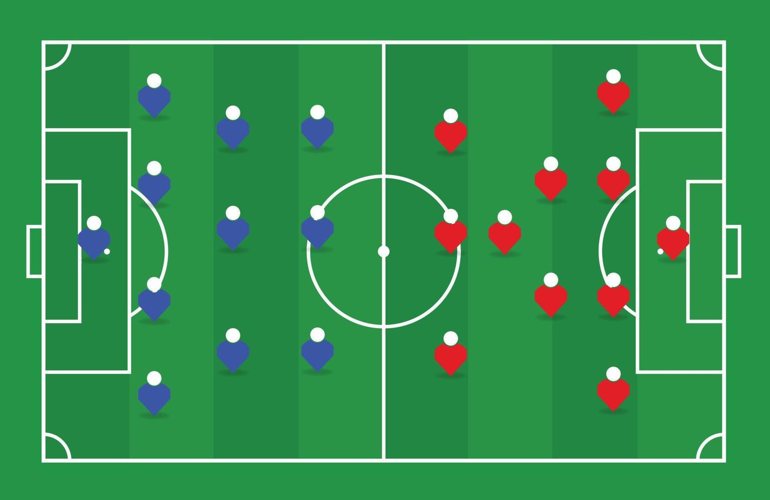 plantilla de tablero de estrategia de juego de fútbol. proyecto de juego de fútbol aprendiendo deportes de tablero verde. Ilustración de vector de estadio de fútbol mundial.