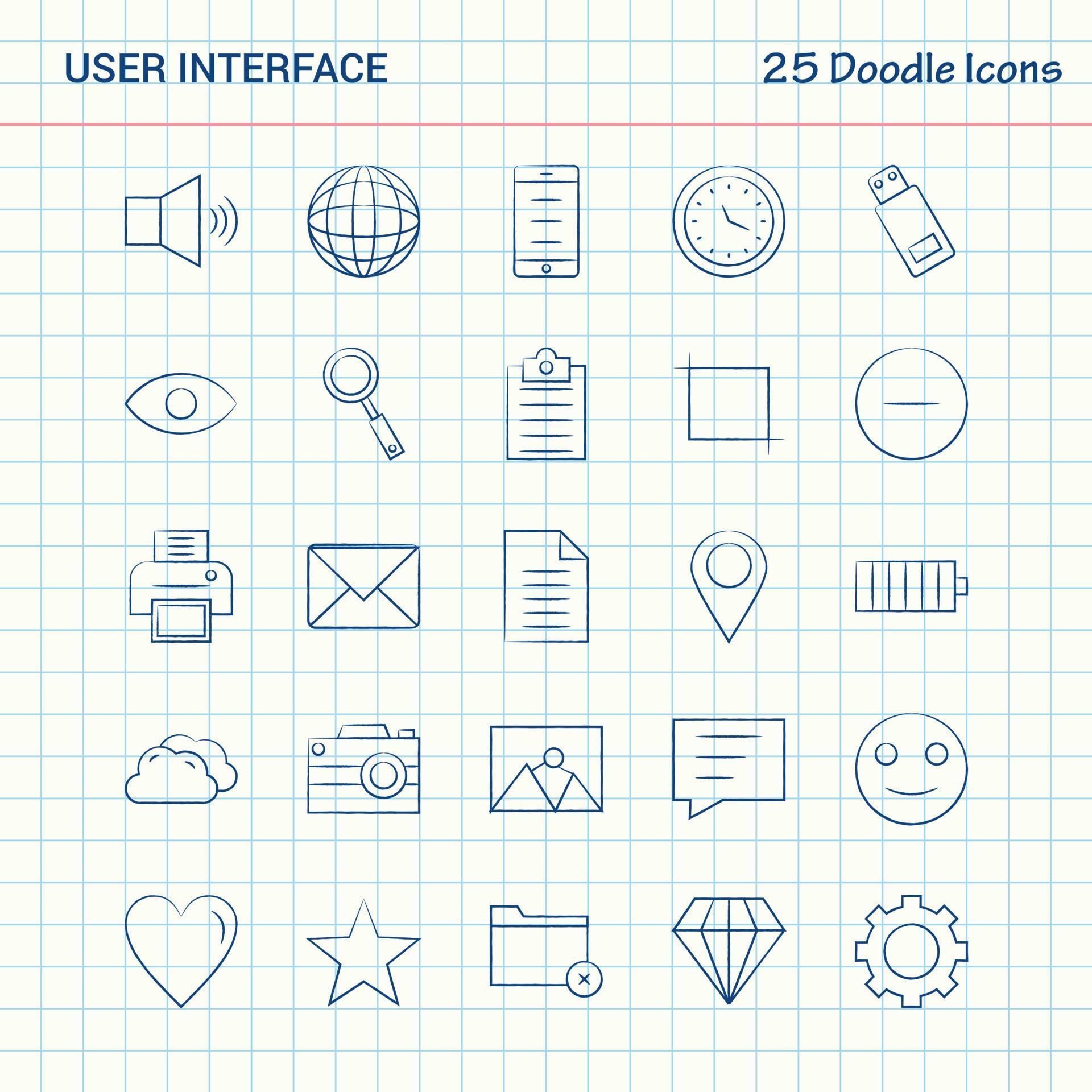 User Interface 25 Doodle Icons Hand Drawn Business Icon set 14162312 ...