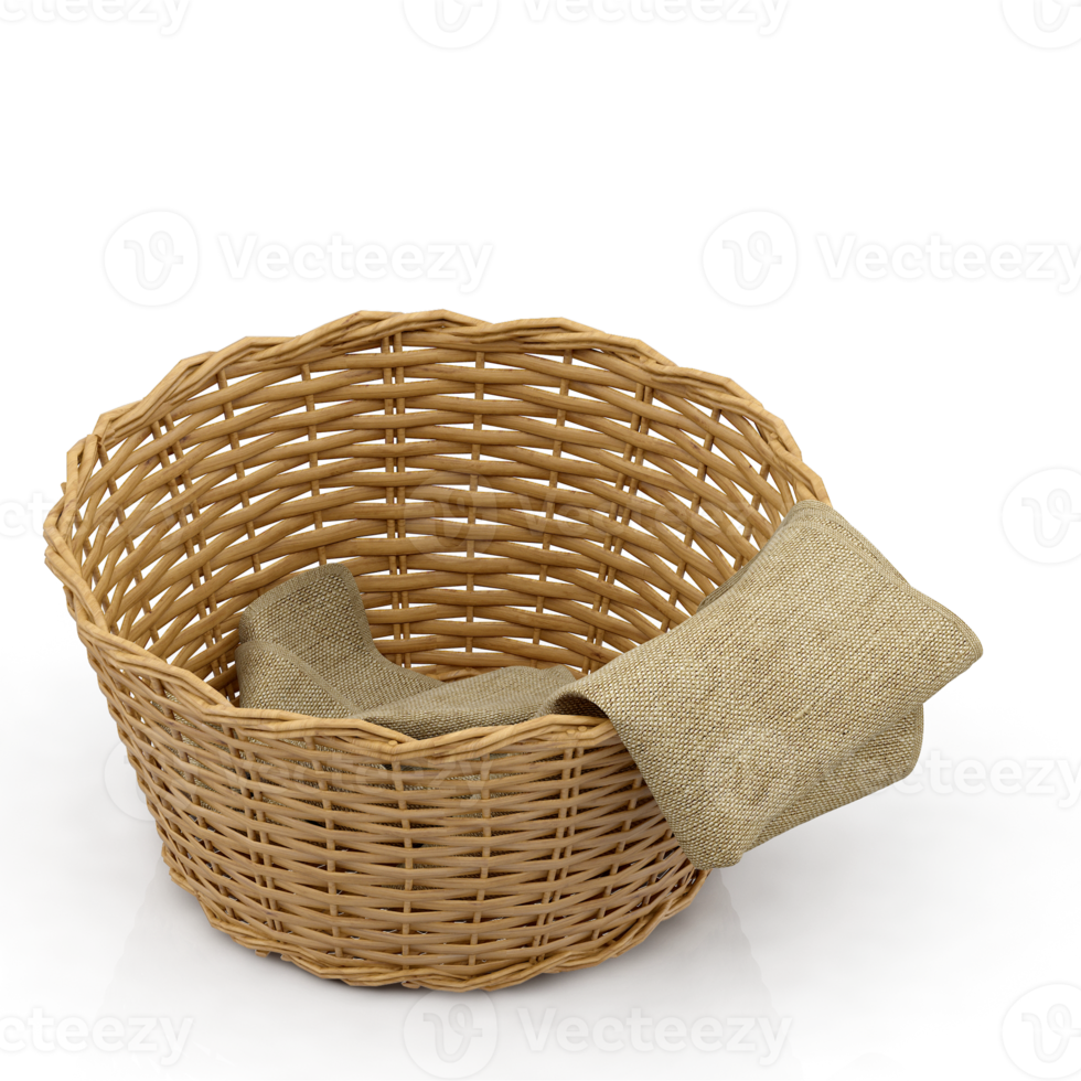 Isometric Picnic basket isolated 3D render png