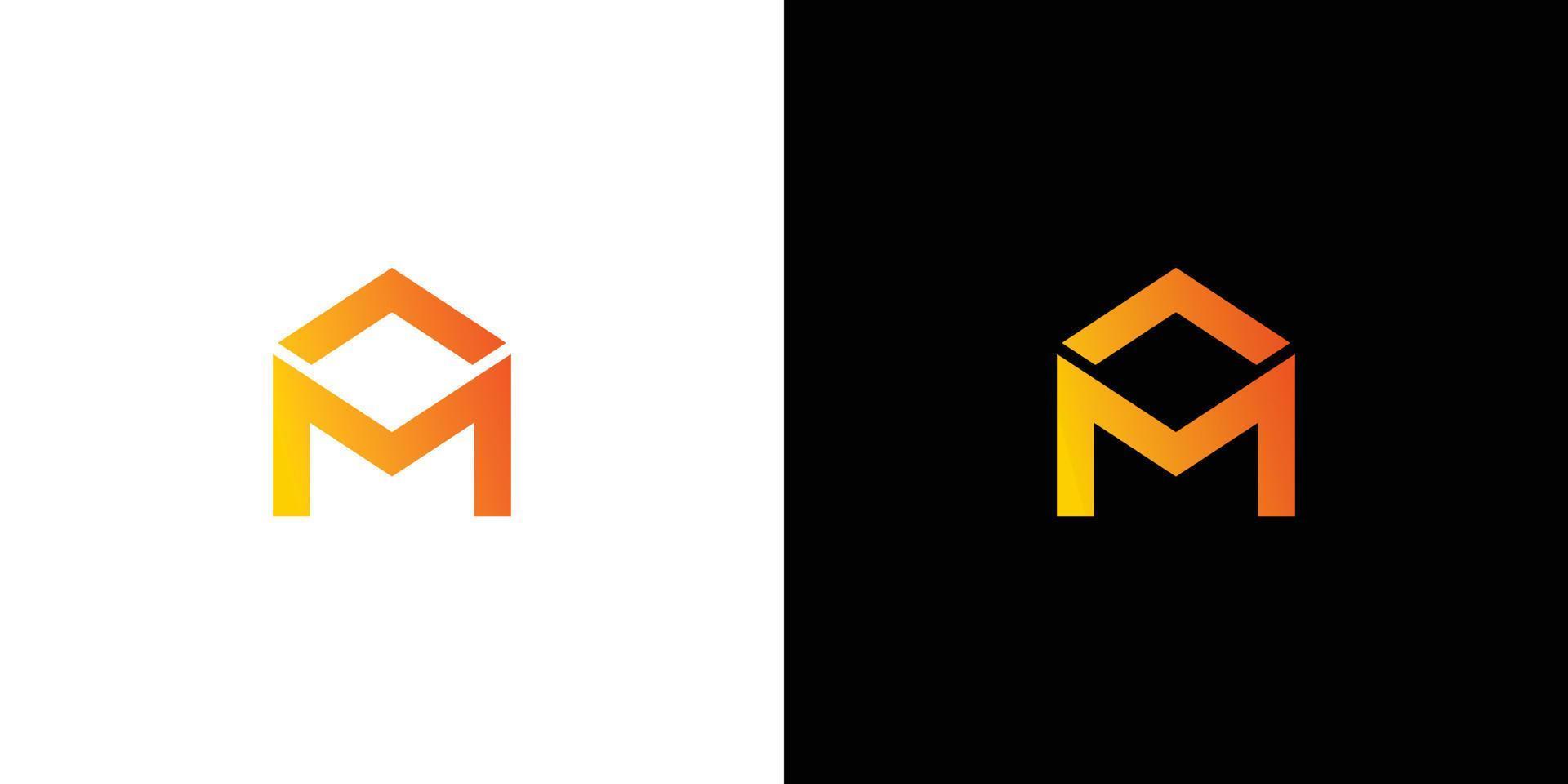 Simple and modern letter M box initial logo design vector