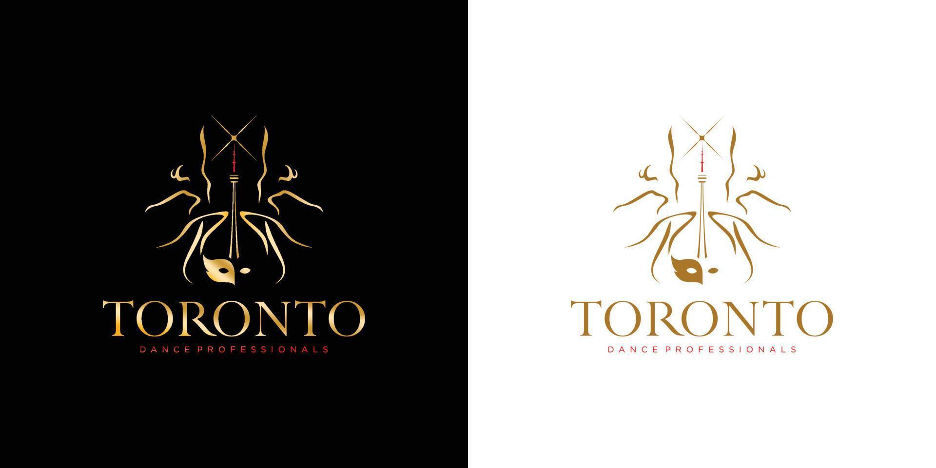 diseño de logotipo de baile de toronto moderno y lujoso vector