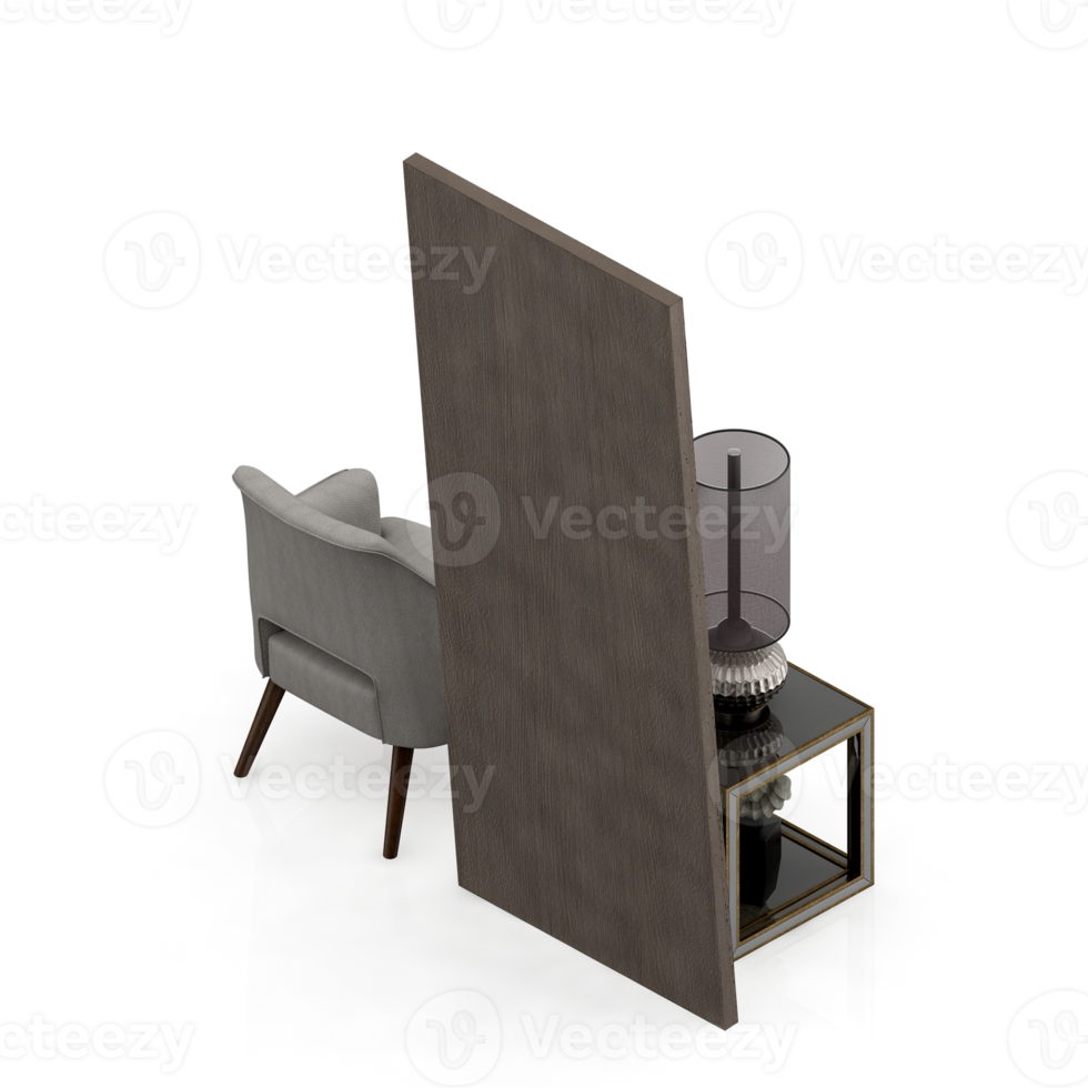 Isometric Chair 3D isolated rendering png