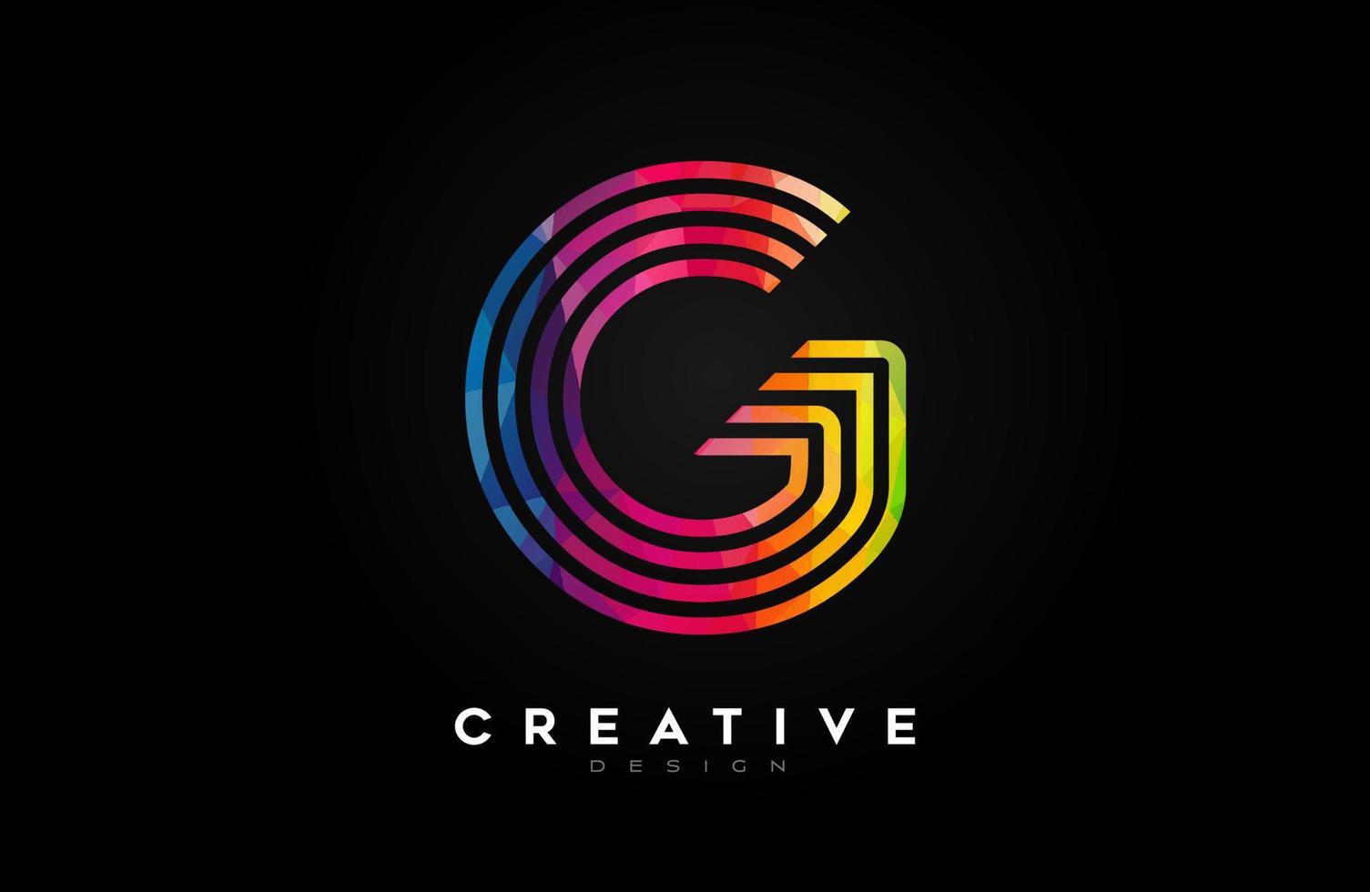 líneas vibrantes letra g logo con líneas y monograma vector de diseño de estilo creativo