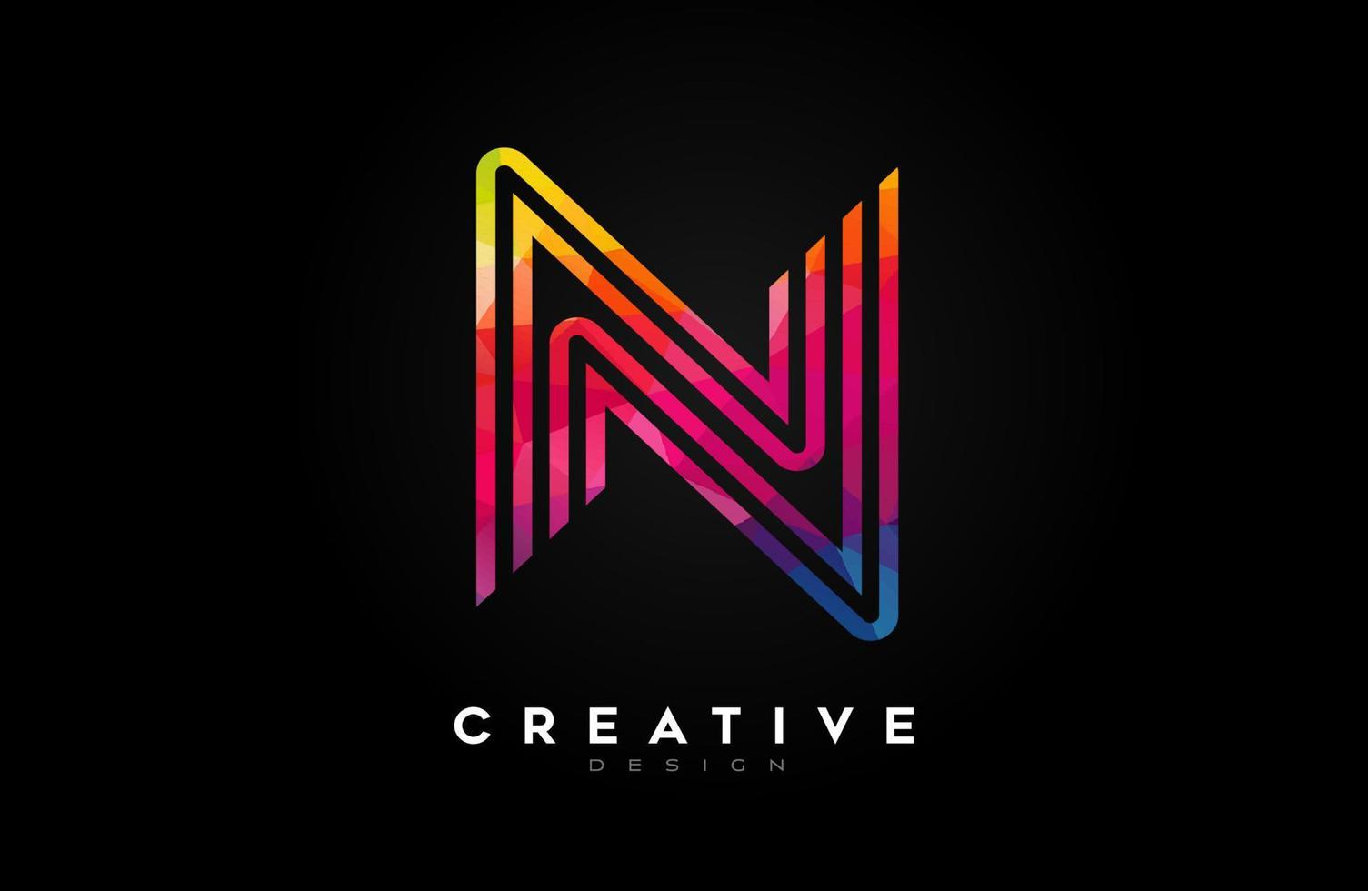 Vibrant Lines Letter N Logo with Lines and Monogram Creative Style