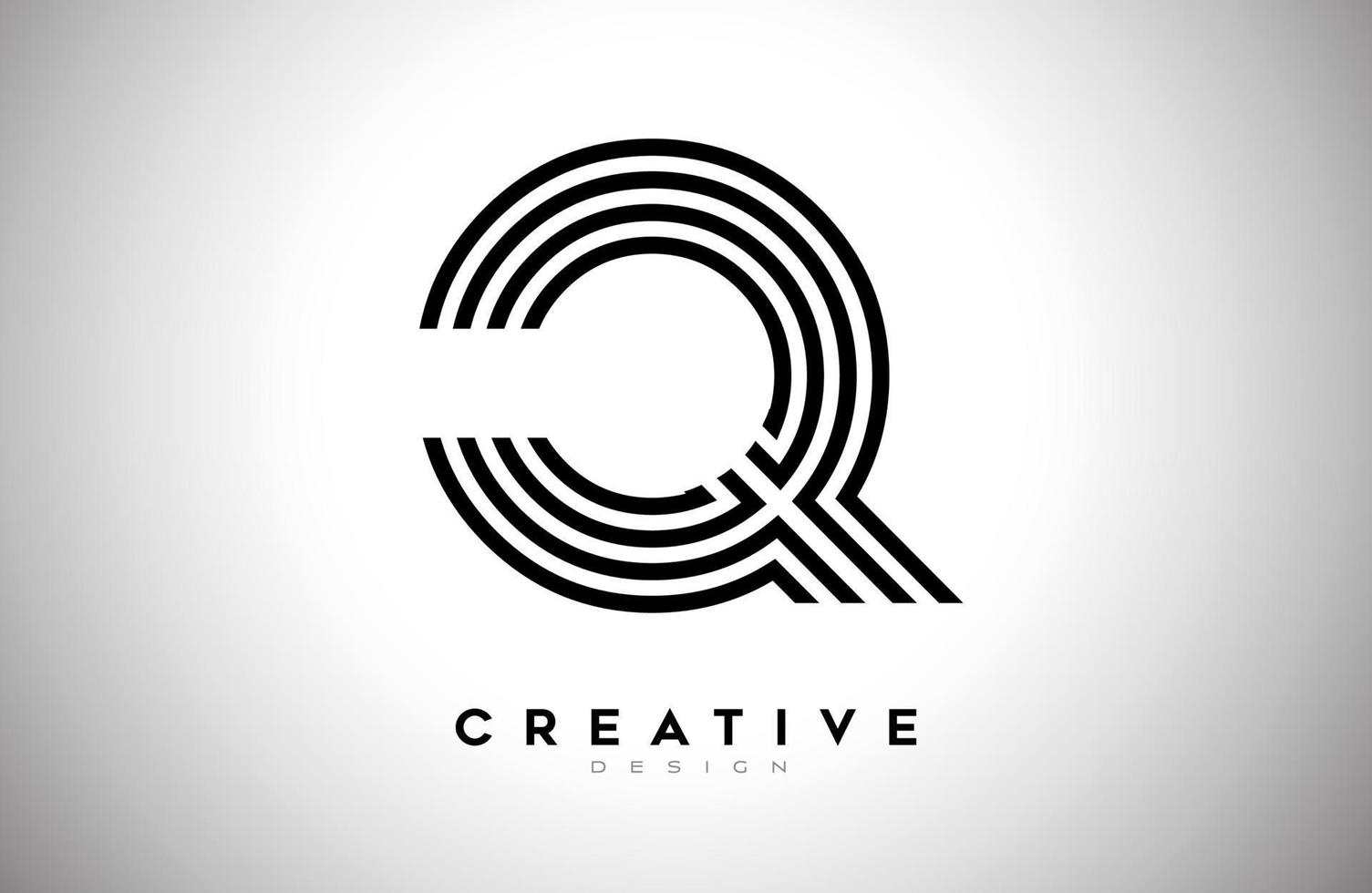 Lines Letter Q Logo with Black Lines and Monogram Creative Style Design Vector