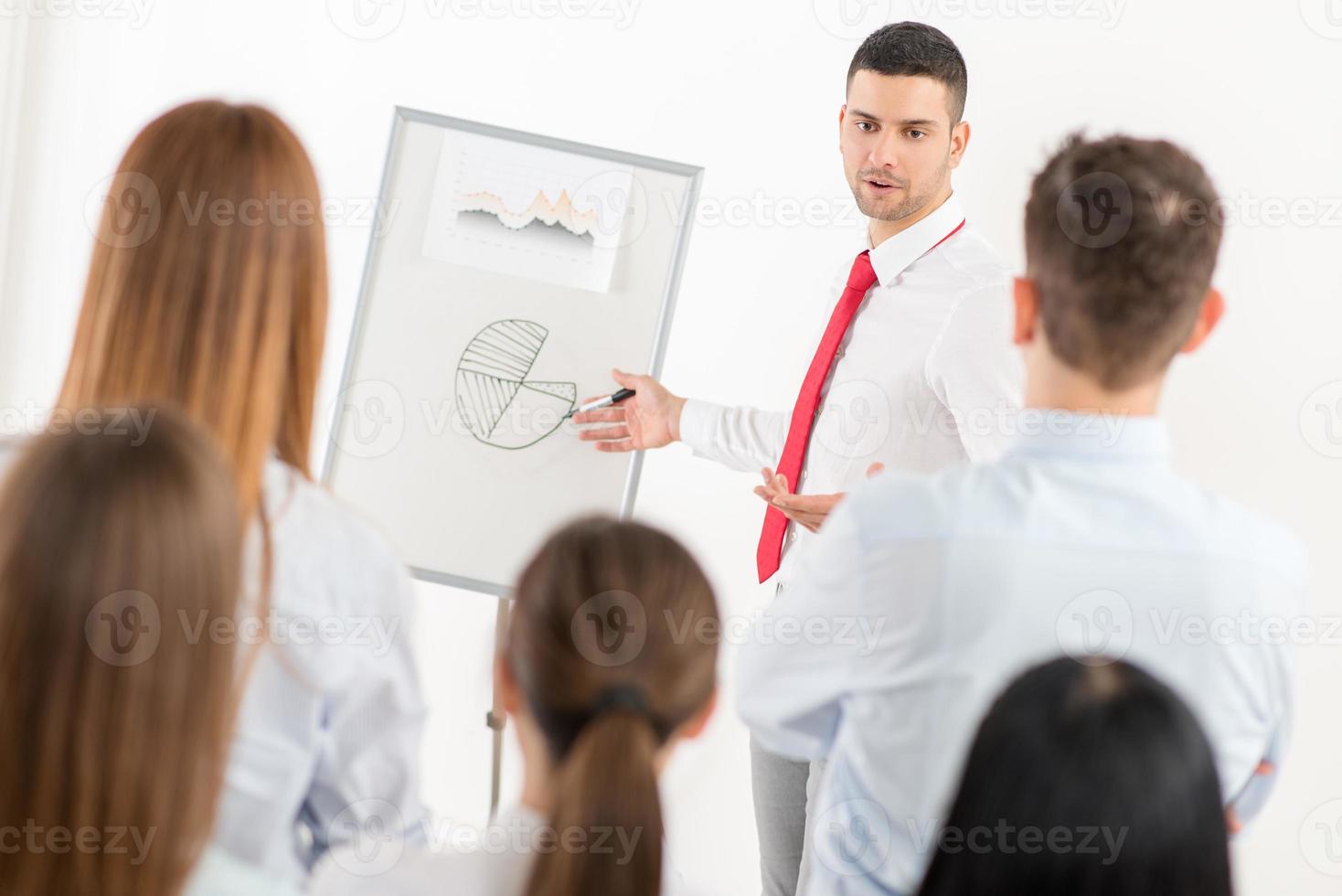 Businessman Pointing Flip Chart photo