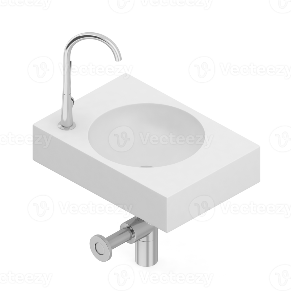Isometric bathroom items 3D isolated render png