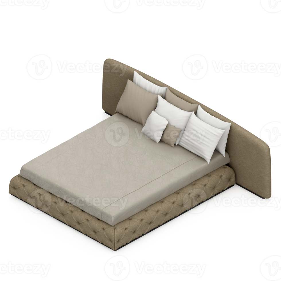 Isometric Bedroom 3D render png