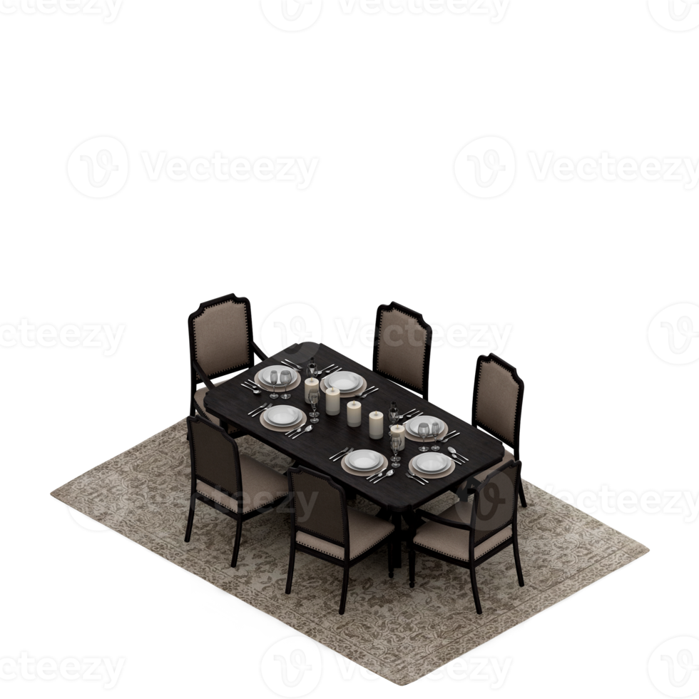 Isometric Table 3D render png