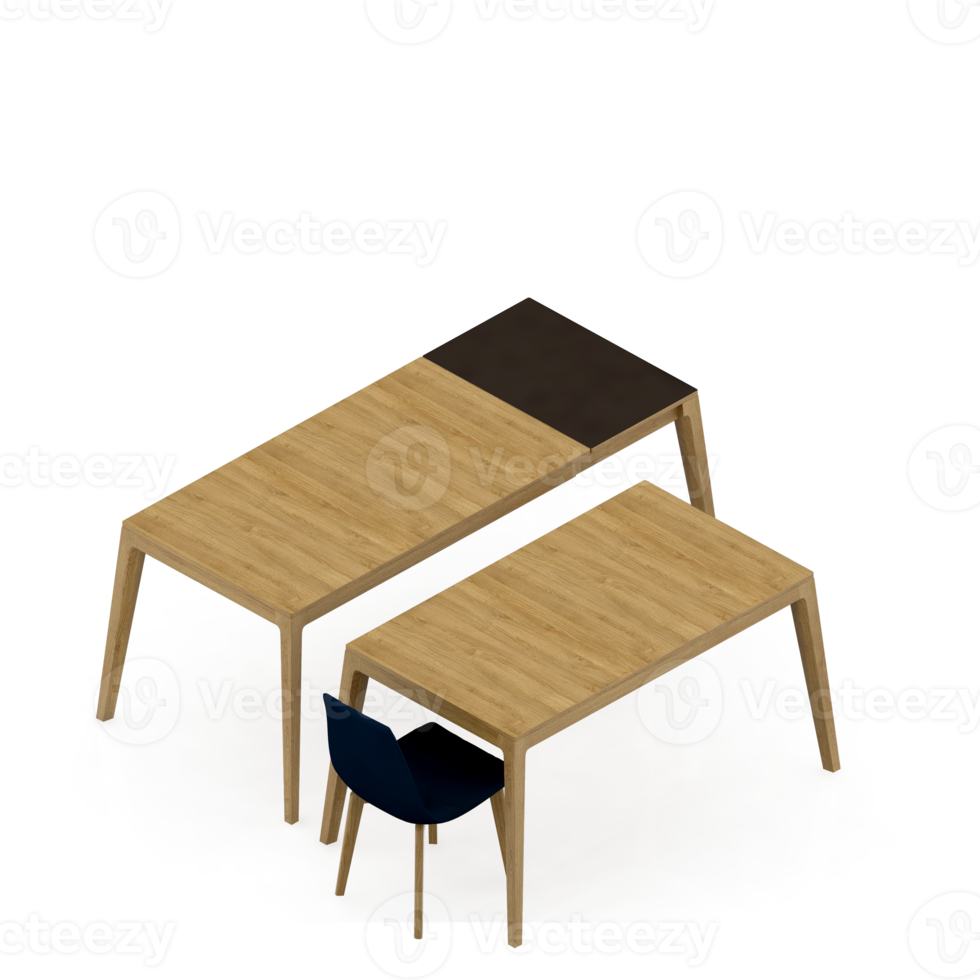 Isometric Table Set 3D render png