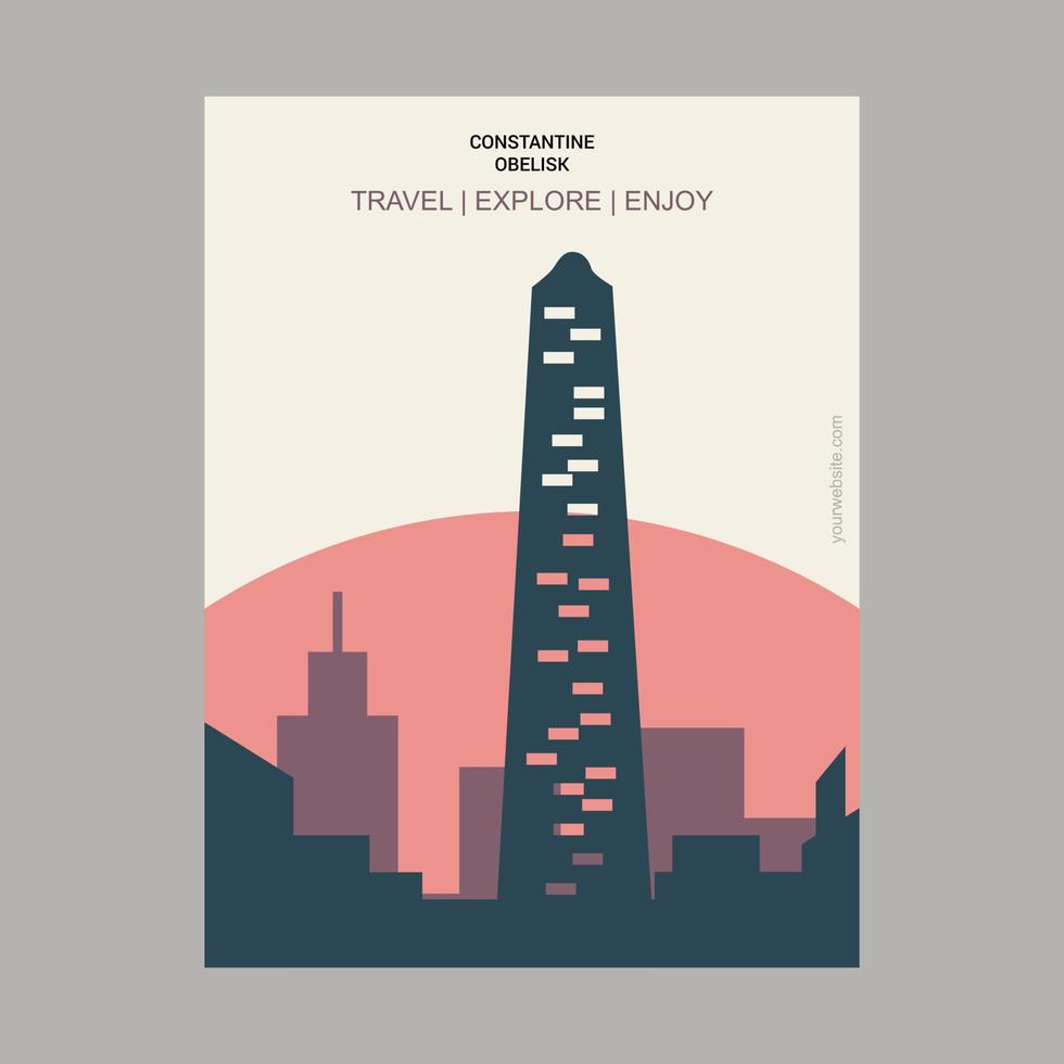Constantine Obelisk Istanbul Turkey Vintage Style Landmark Poster Template vector