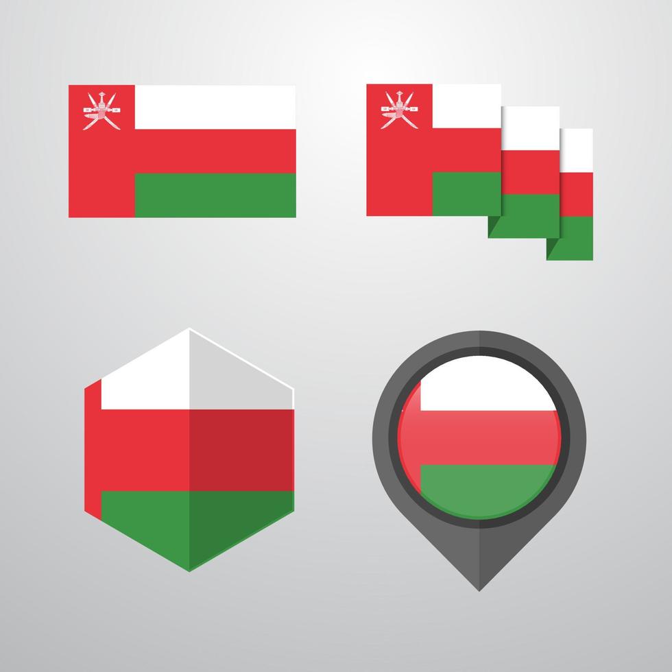 Oman flag design set vector