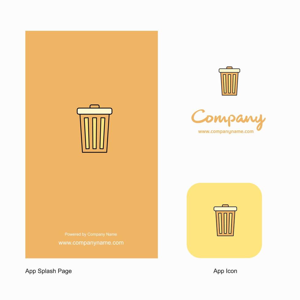 icono de la aplicación del logotipo de la empresa del cubo de basura y diseño de la página de bienvenida elementos de diseño de la aplicación empresarial creativa vector