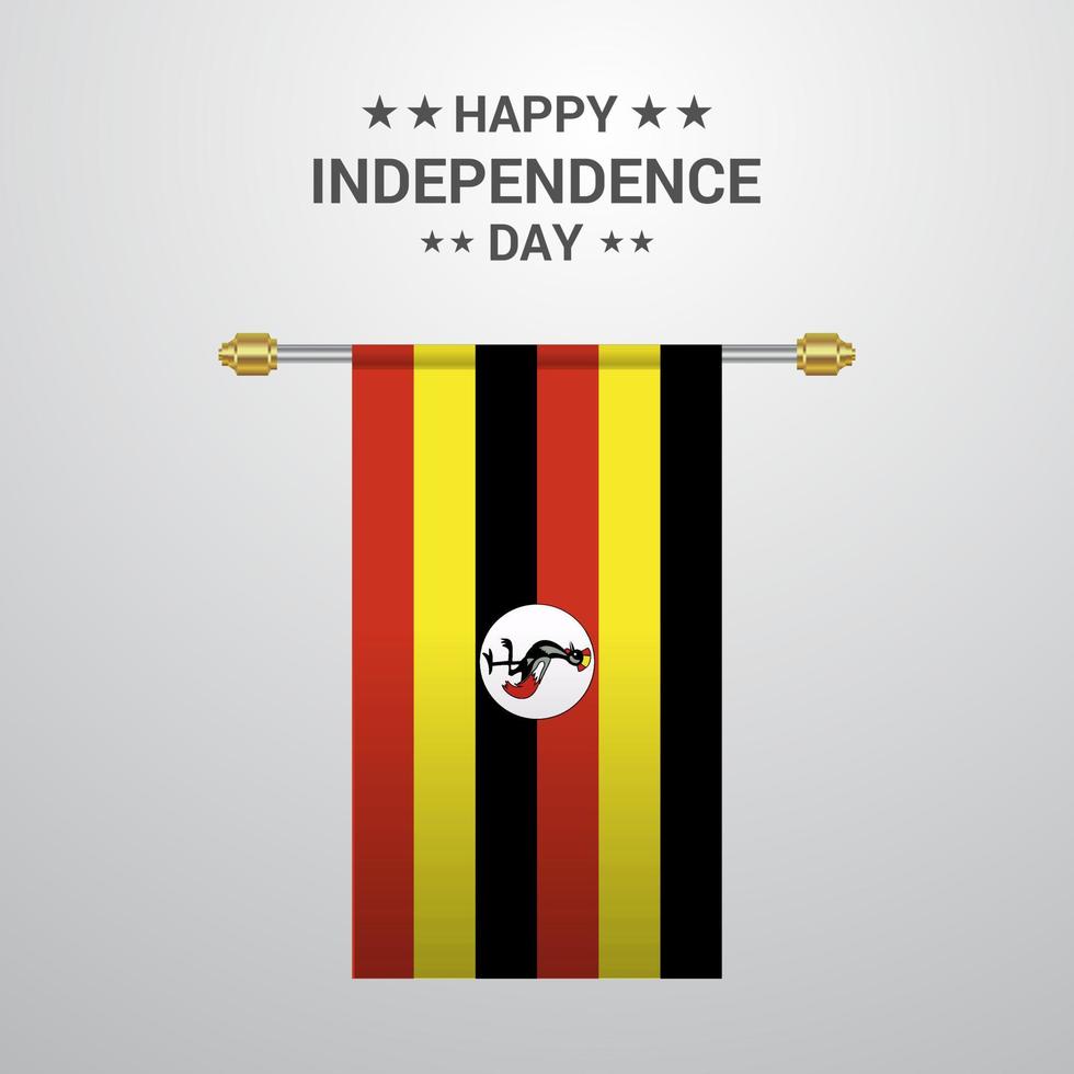 Uganda Independence day hanging flag background vector