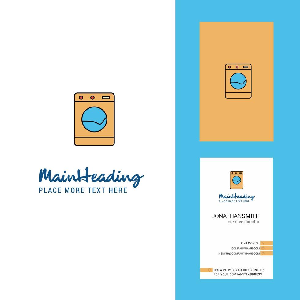 vector de diseño vertical de tarjeta de visita y logotipo creativo de lavadora