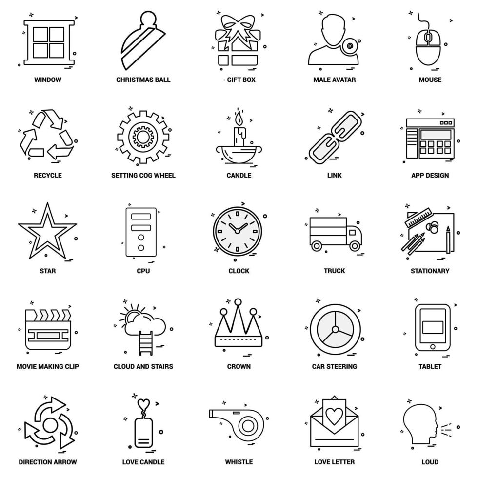 25 conjunto de iconos de línea de mezcla de concepto de negocio vector