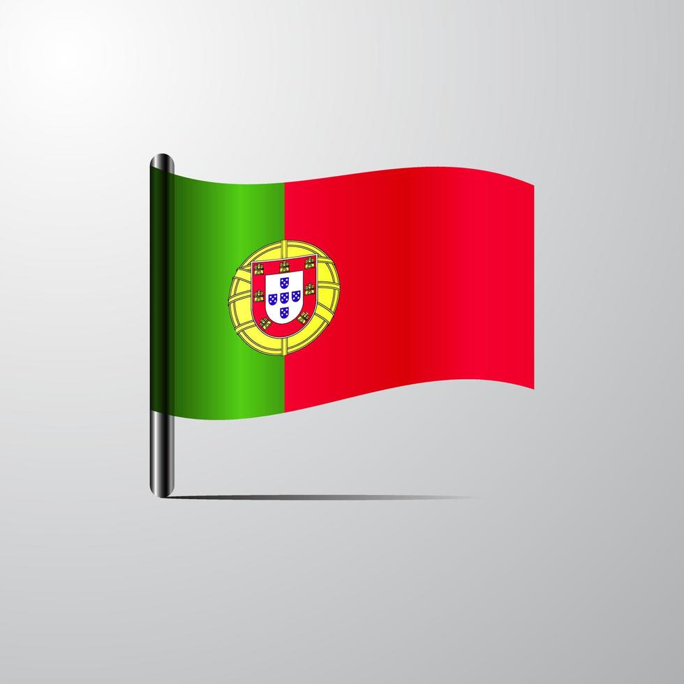 vector de diseño de bandera brillante ondeando portugal