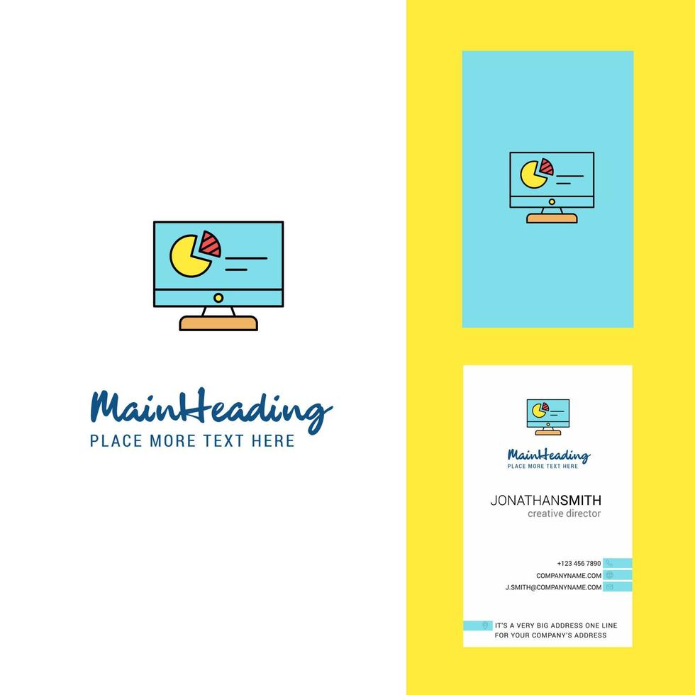 Computer presentation Creative Logo and business card vertical Design Vector