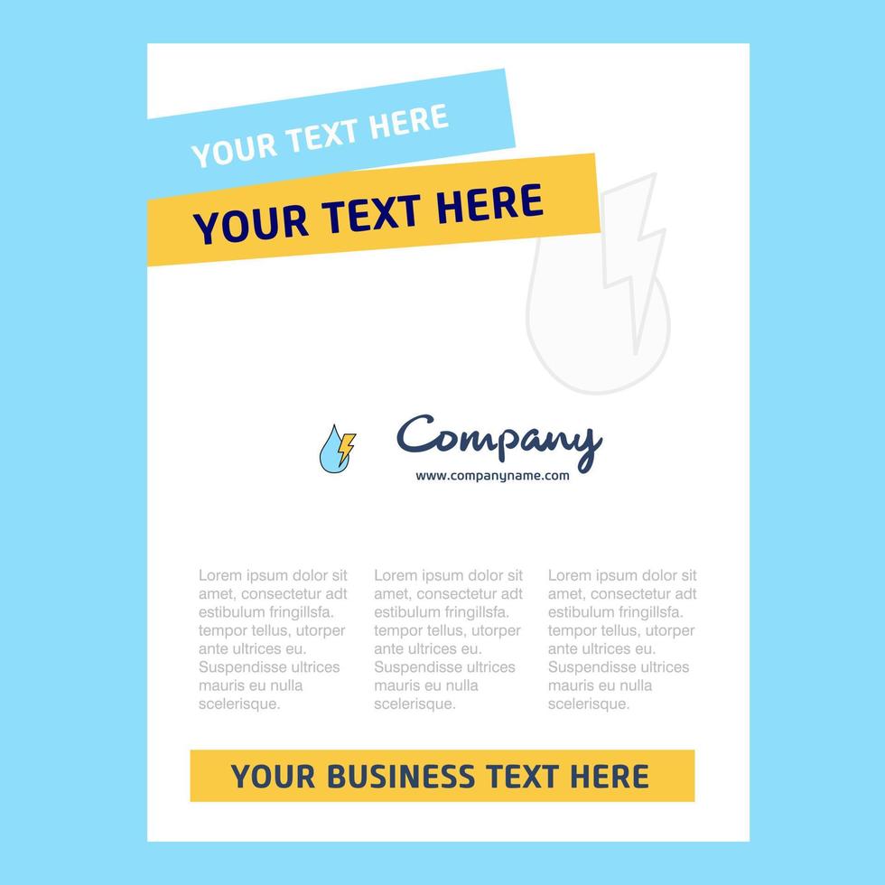 Water drop with current Title Page Design for Company profile annual report presentations leaflet Brochure Vector Background
