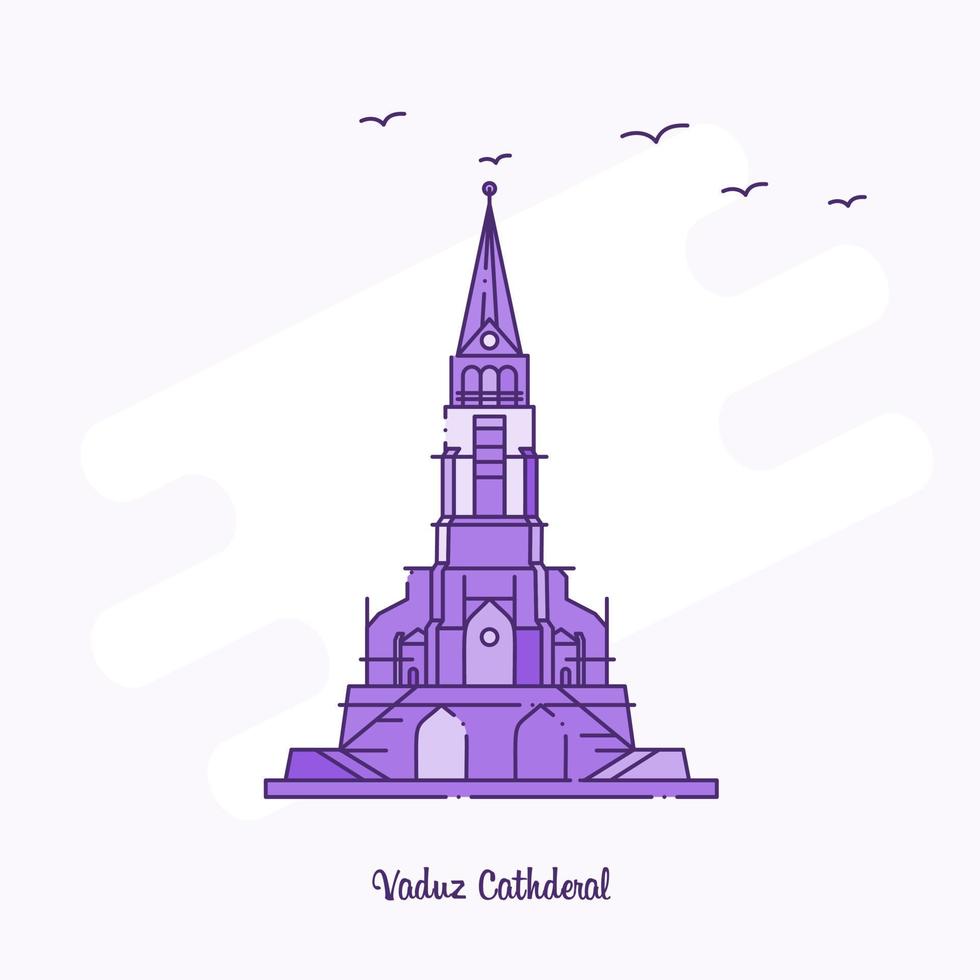 vaduz cathderal hito púrpura línea punteada horizonte vector ilustración