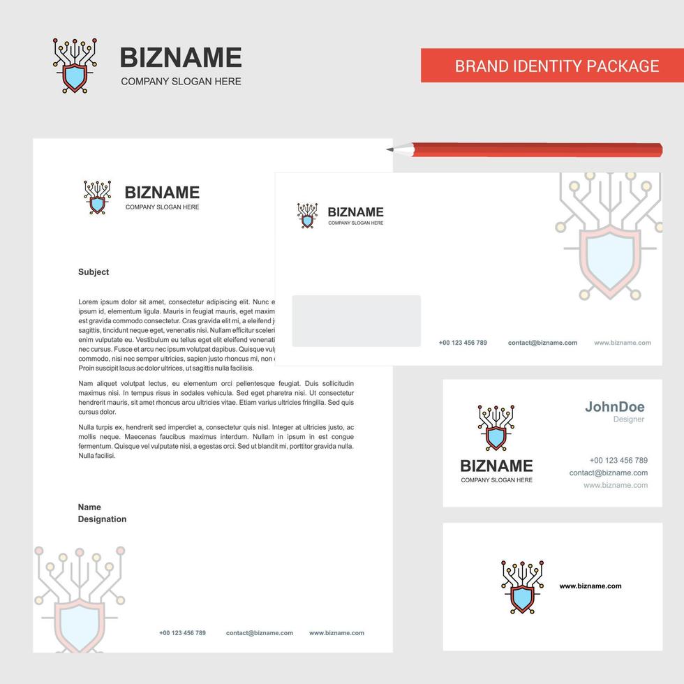 Cyber security Business Letterhead Envelope and visiting Card Design vector template