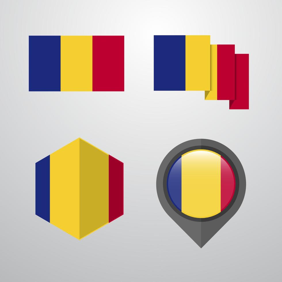 vector de conjunto de diseño de bandera de rumania