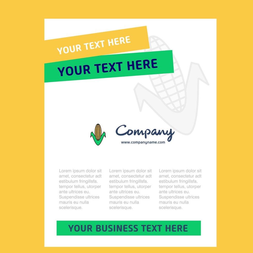 Corn Title Page Design for Company profile annual report presentations leaflet Brochure Vector Background