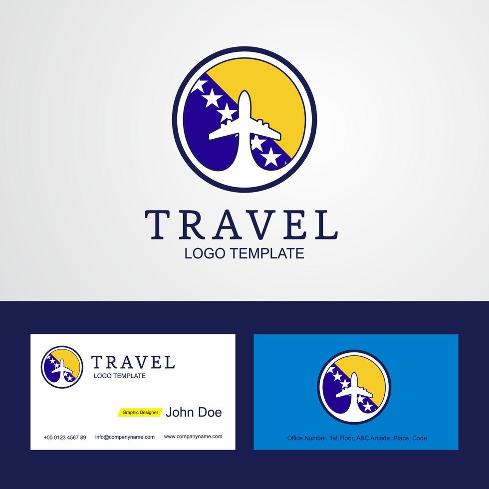 logotipo de la bandera del círculo creativo de bosnia y herzegovina de viaje y diseño de tarjeta de visita vector