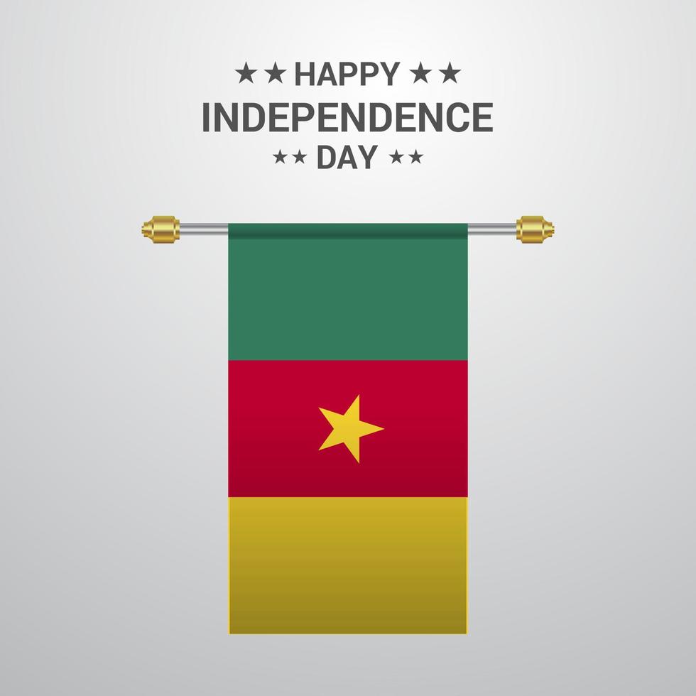Cameroon Independence day hanging flag background vector