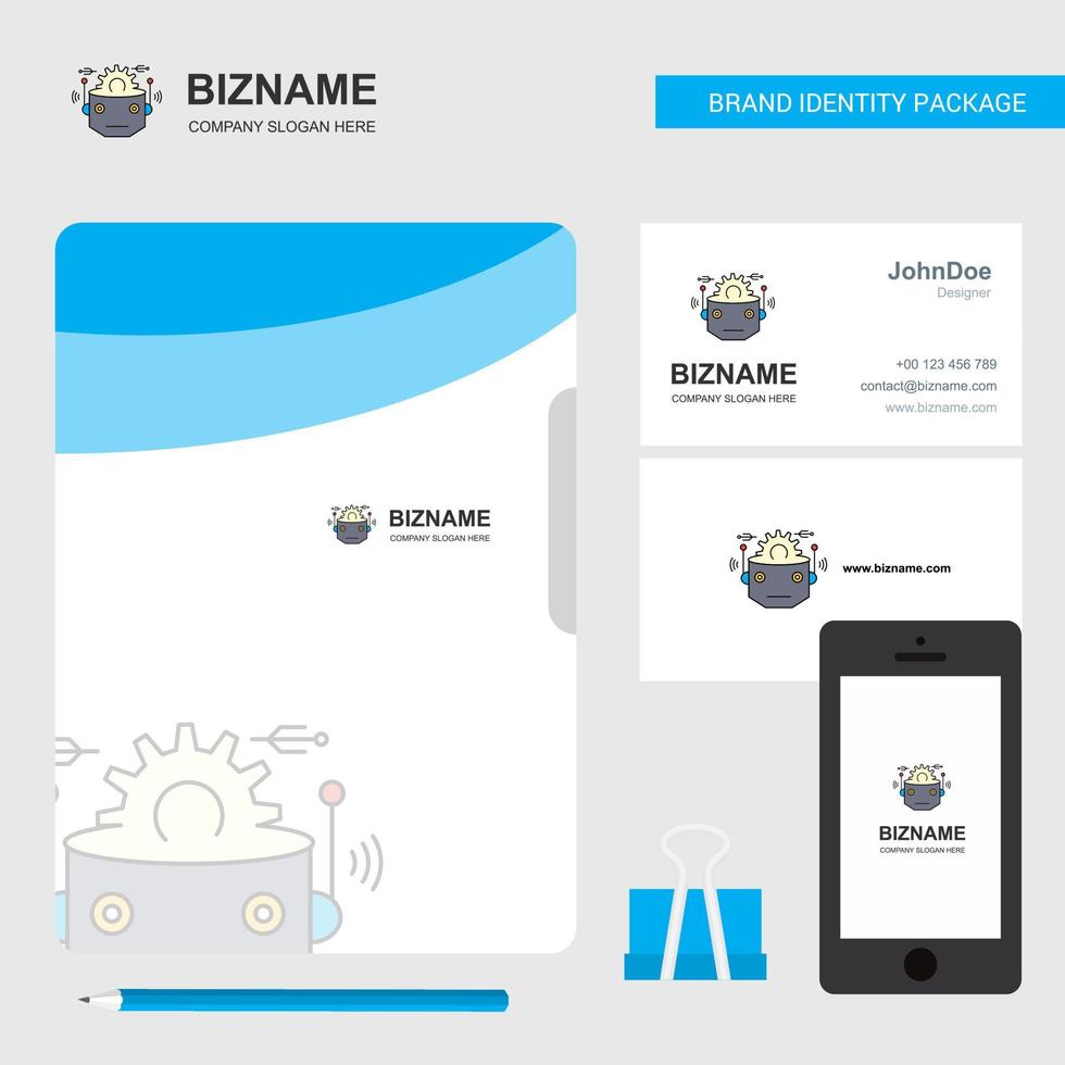 Robot Business Logo File Cover Visiting Card and Mobile App Design Vector Illustration