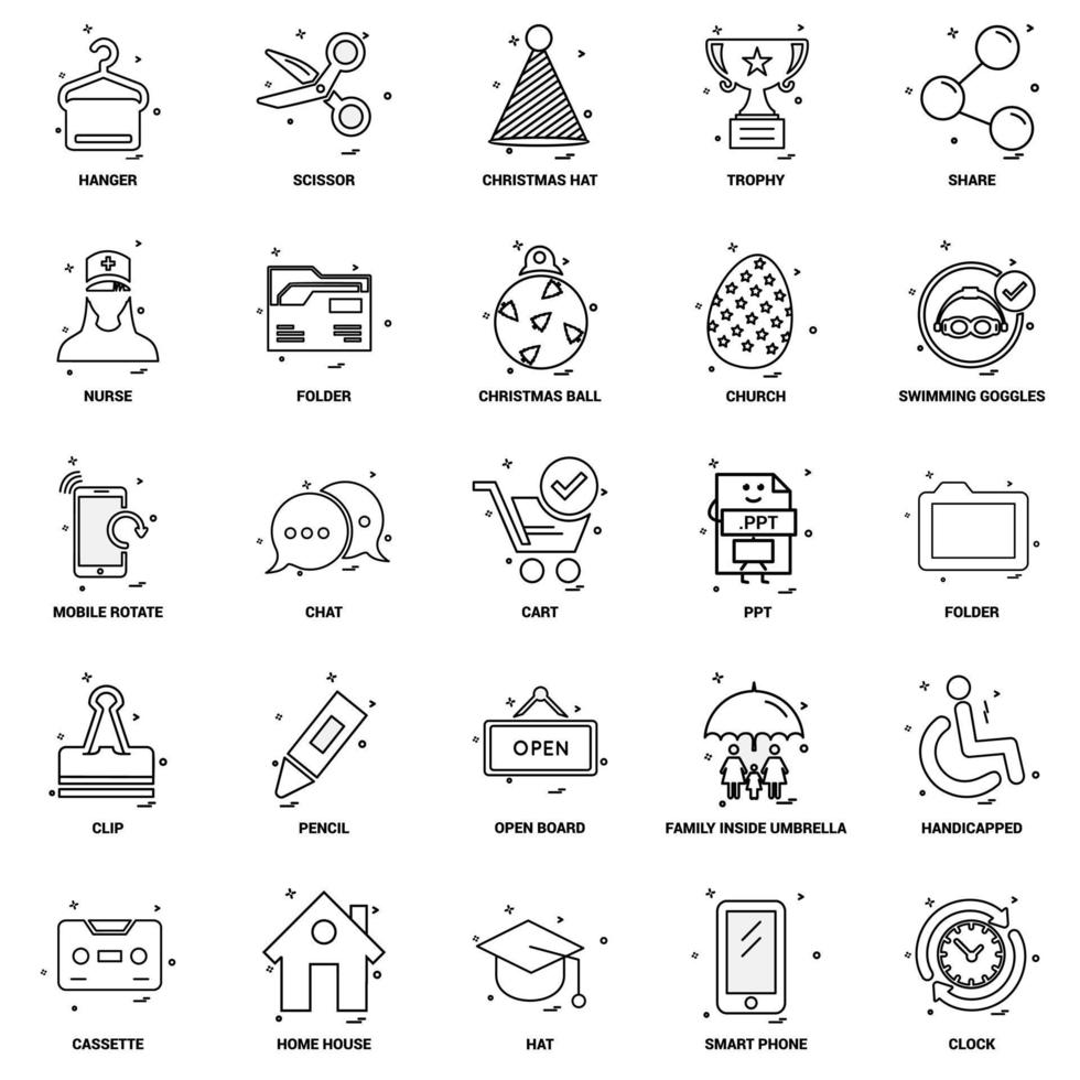 25 Business Concept Mix Line Icon set vector