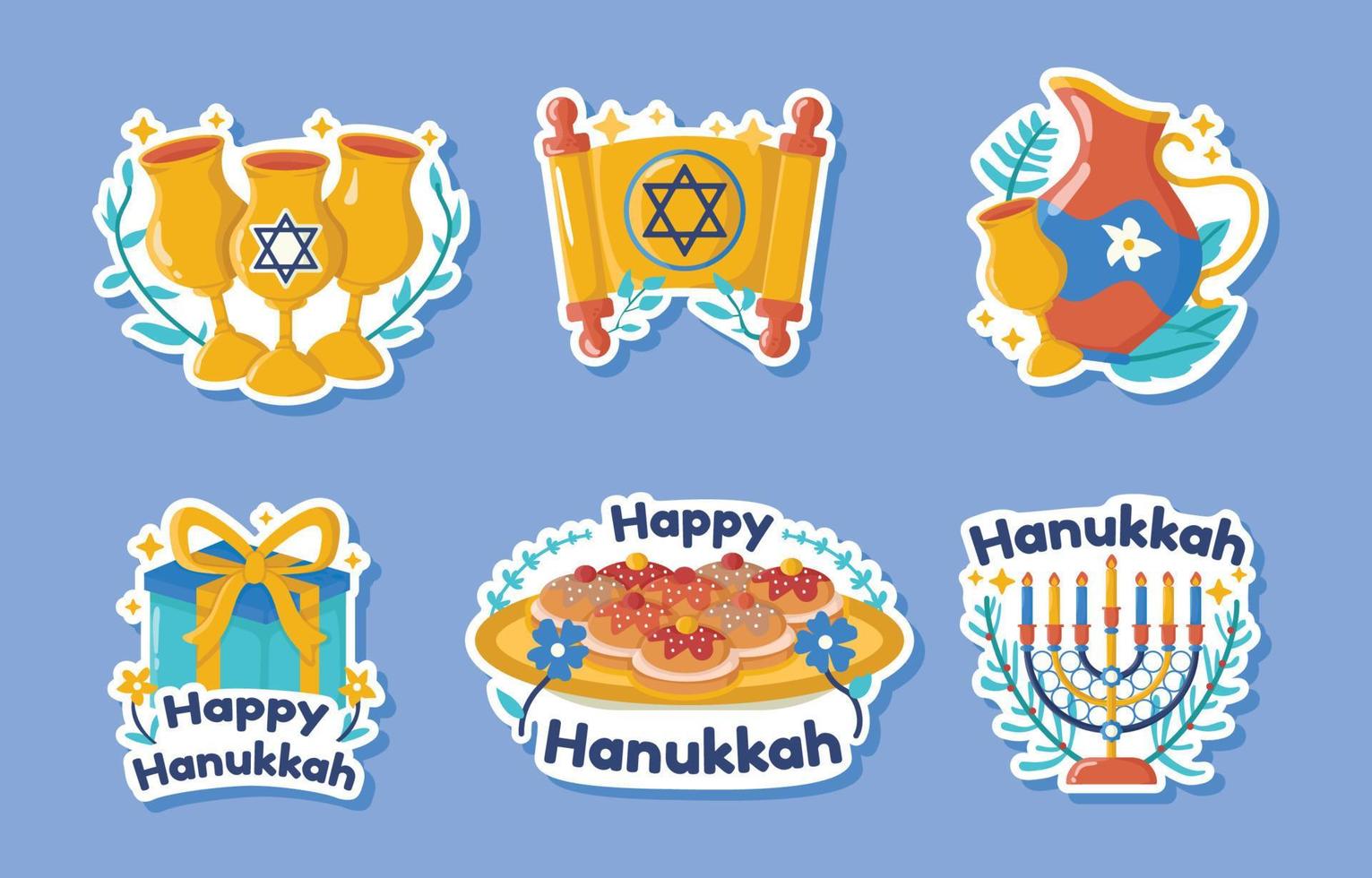 Happy Hanukkah Stickers Set vector